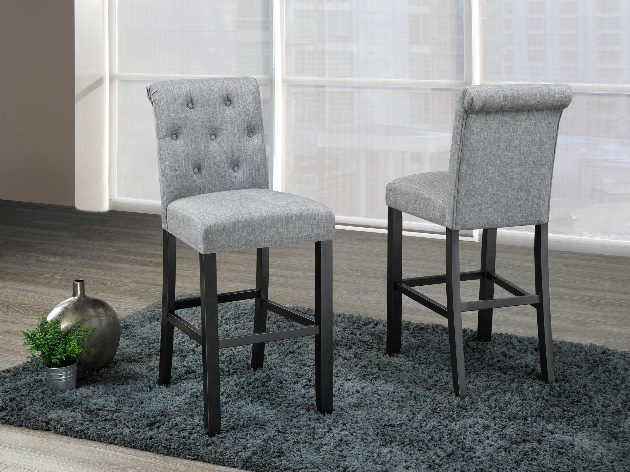 29" Tinga Light Grey Fabric Barstool Set Of 2 638-29 GR