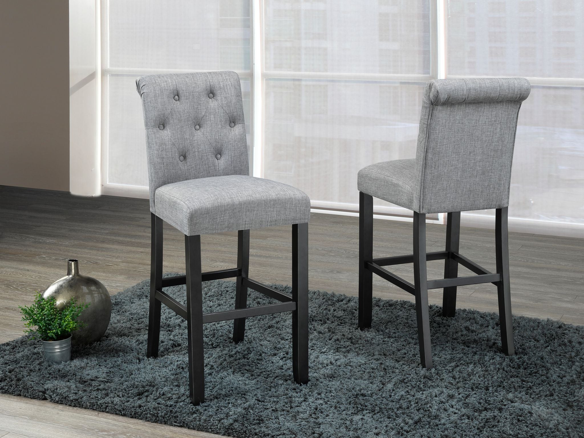 29" Tinga Light Grey Fabric Barstool 638-29 GR (Set of 2)