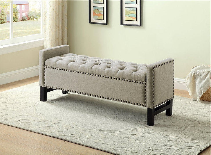 Beige Fabric Storage Bench IF 6405