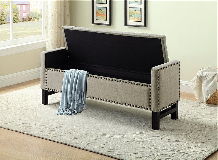 Beige Fabric Storage Bench IF 6405