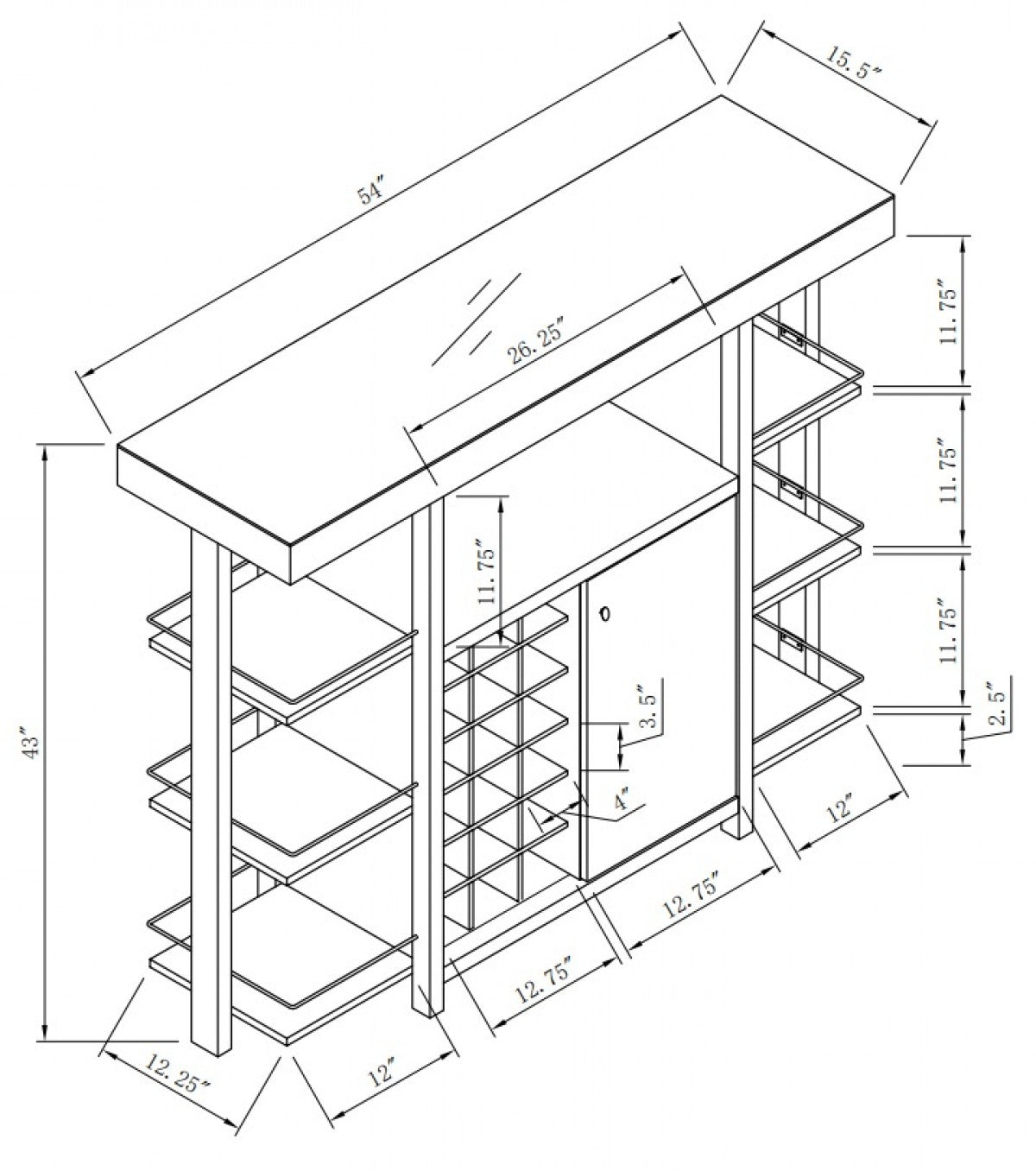 Black Bar Cabinet 15302