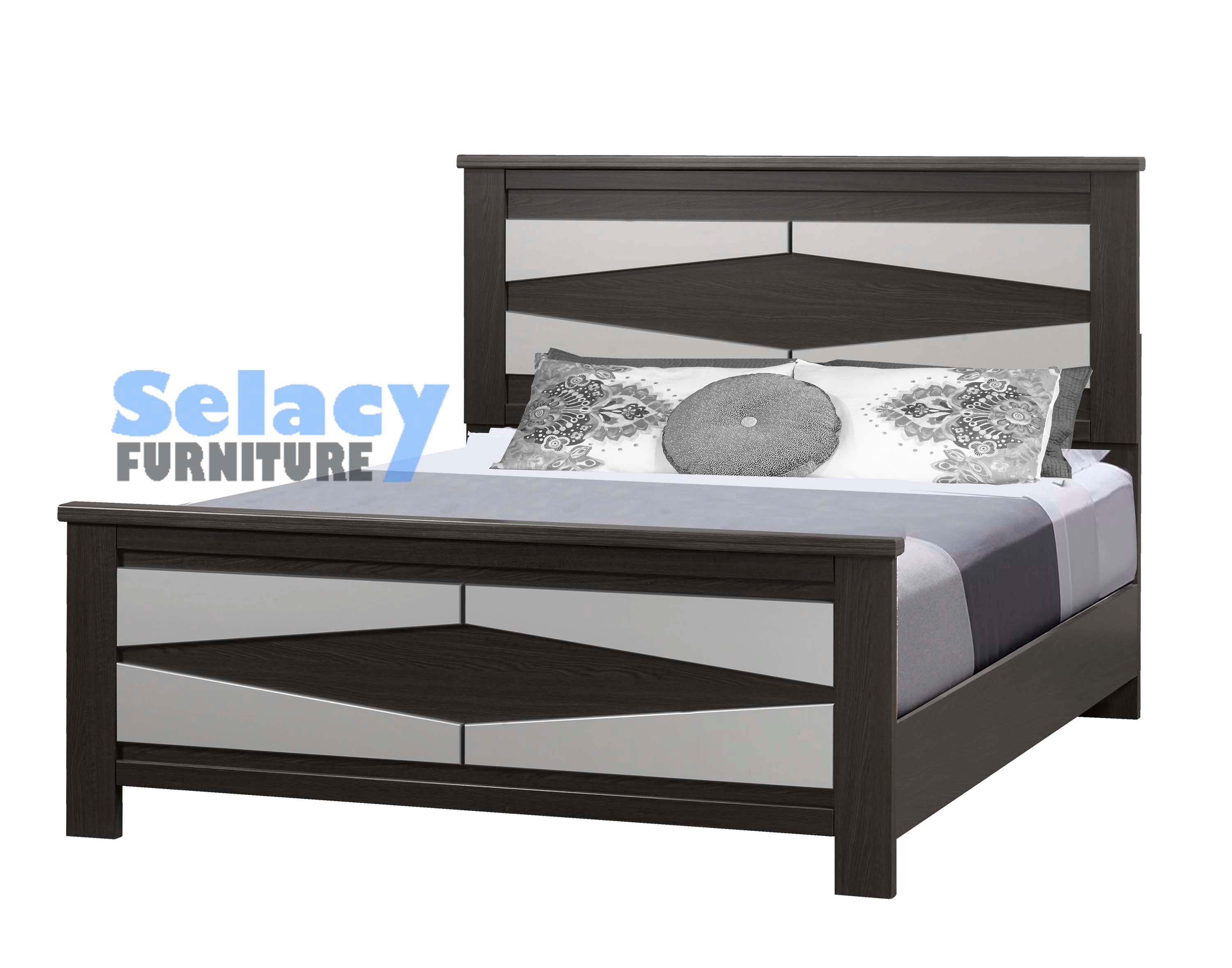 Two tone 6 PC Bedroom Set Tuxedo & Silver 6600