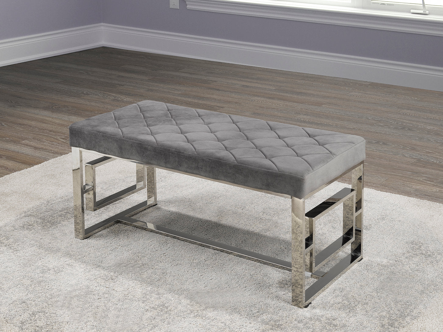 Grey Velvet Bench IF 6610
