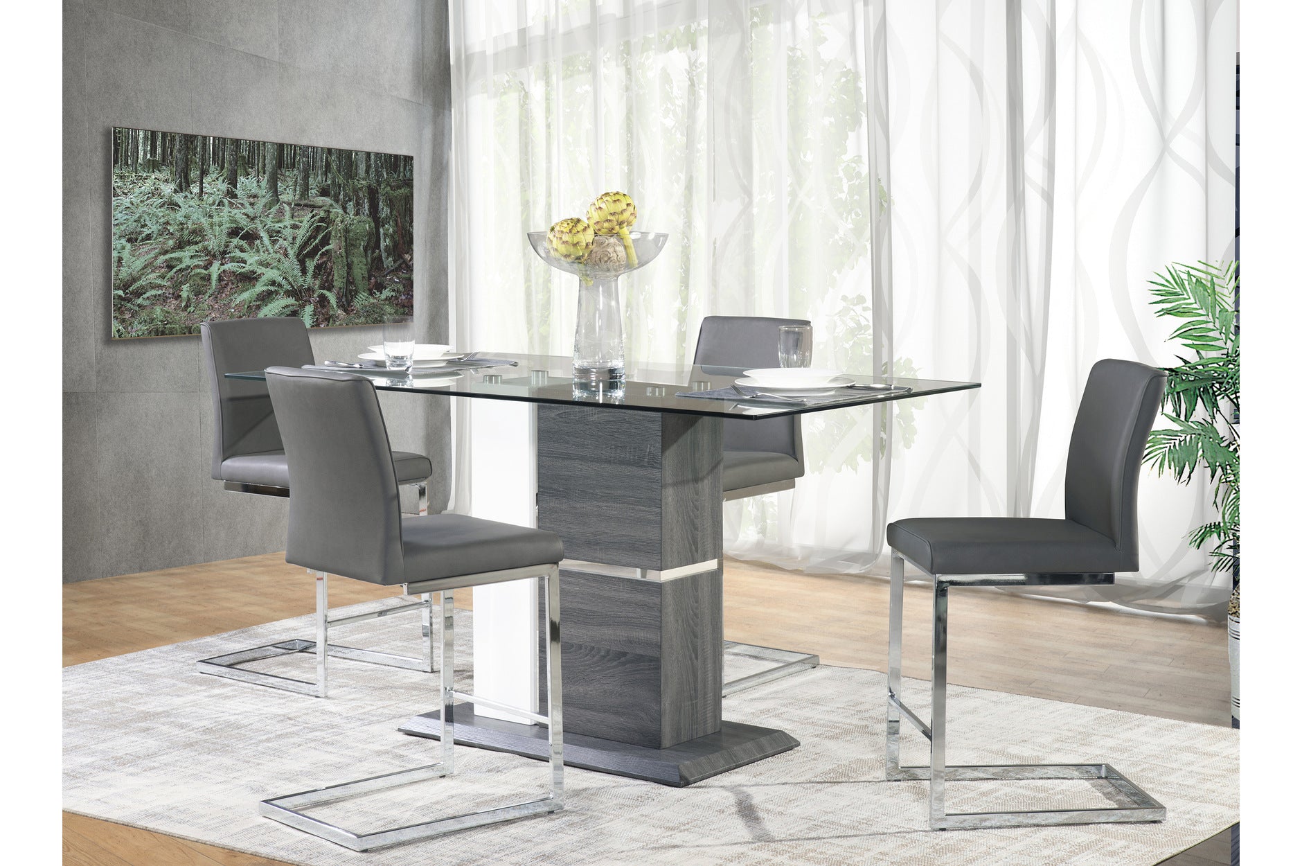 Shirelle Counter Height Table with 4 Grey Counter Chair 6826