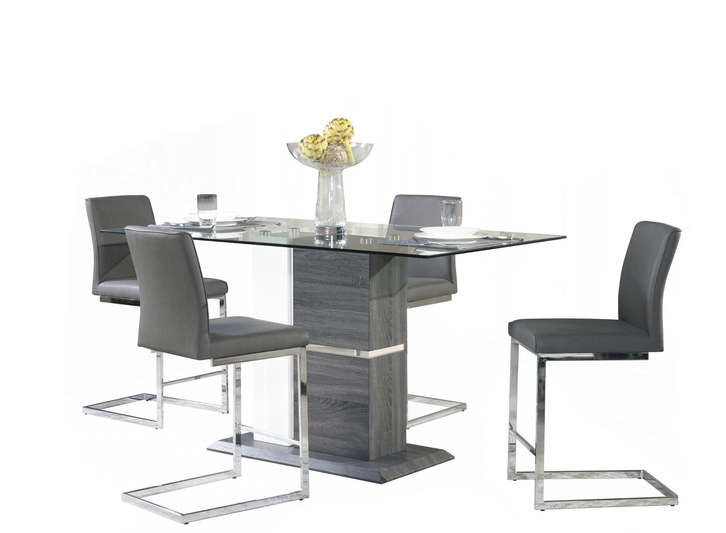 Shirelle Counter Height Table with 4 Grey Counter Chair 6826