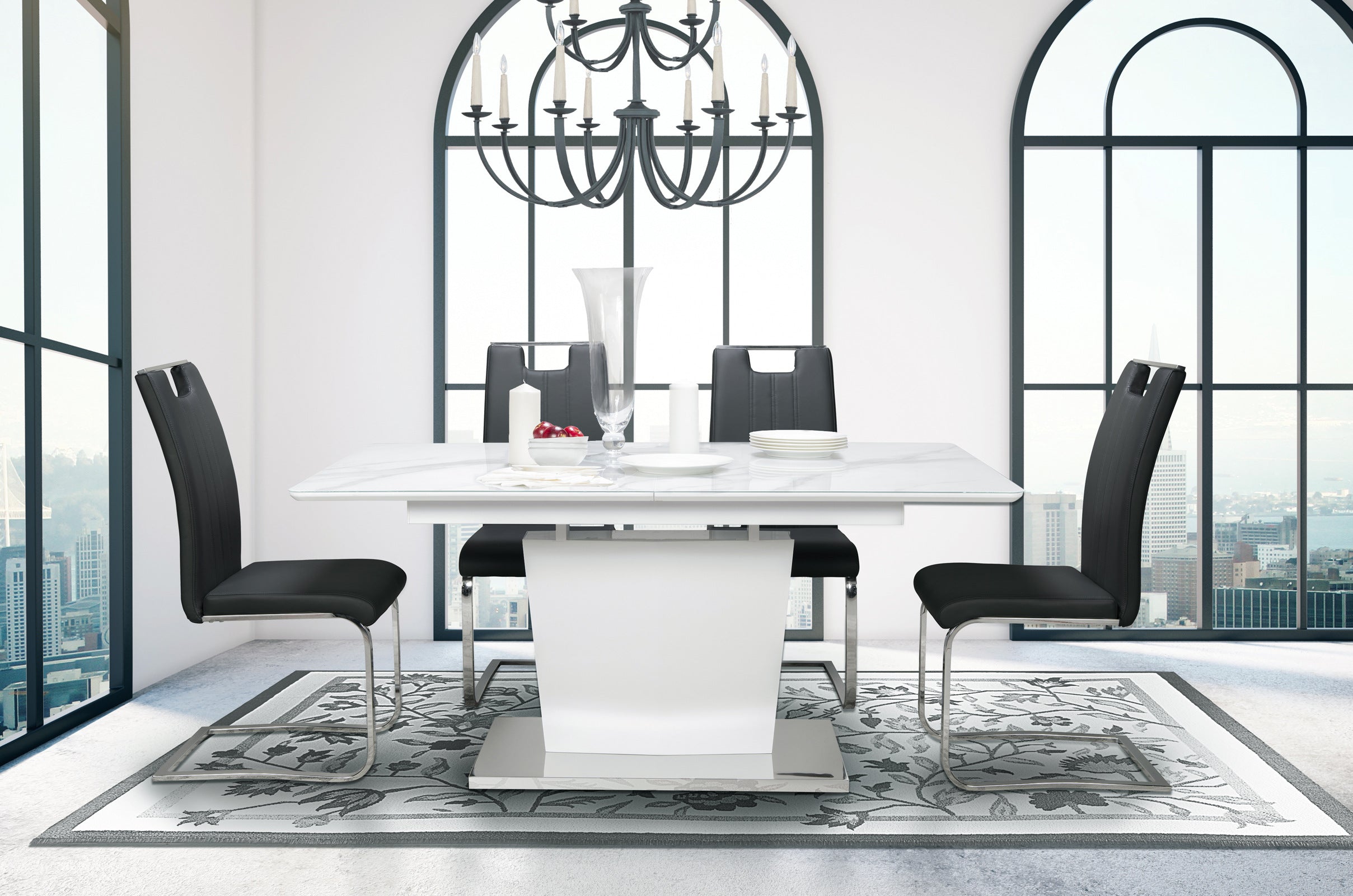 Cynthia Dining Set With Zane Black Chair 6846/738S4