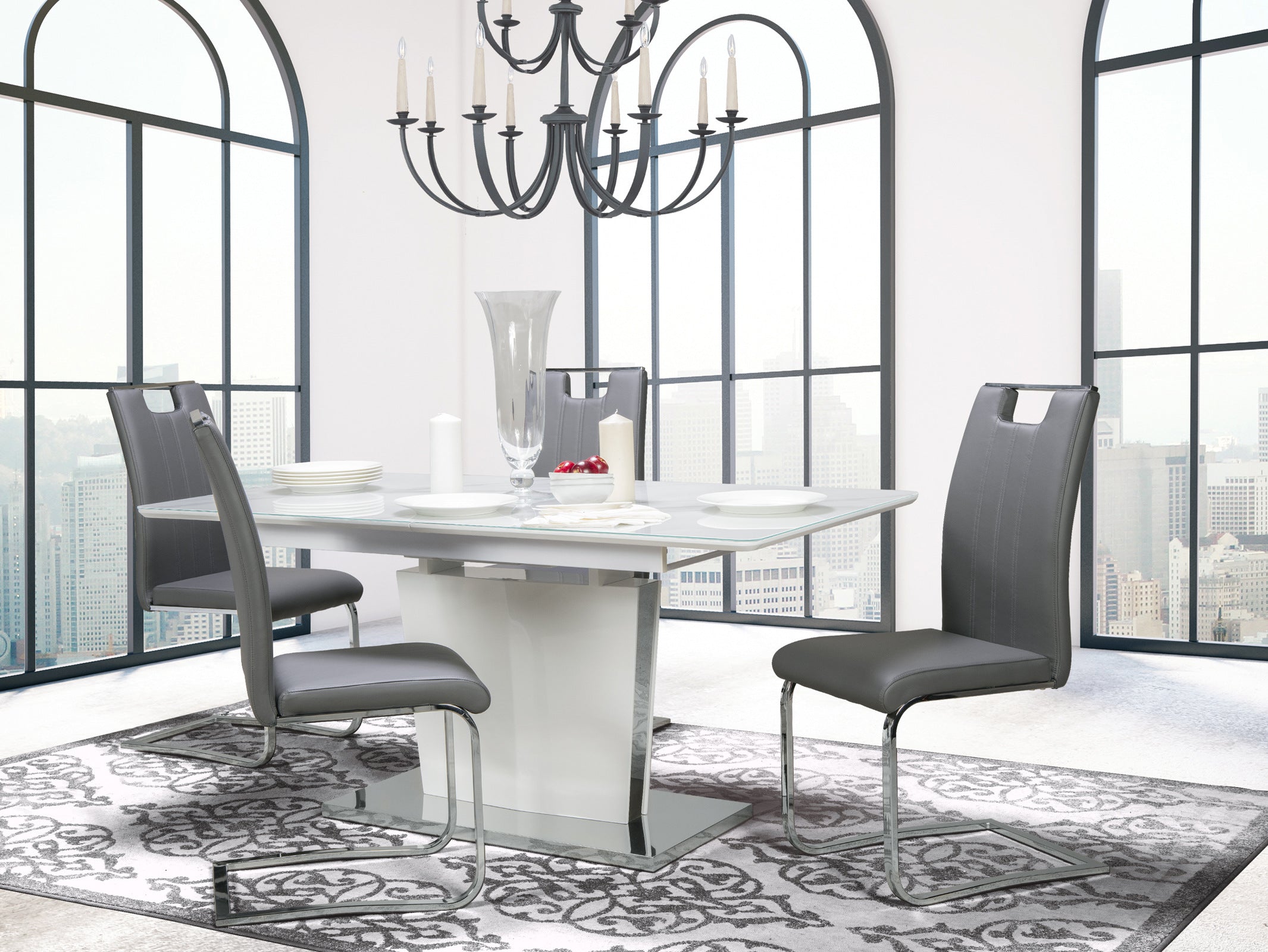 Cynthia Dining Set With Zane Grey Chairs 6846/738S4