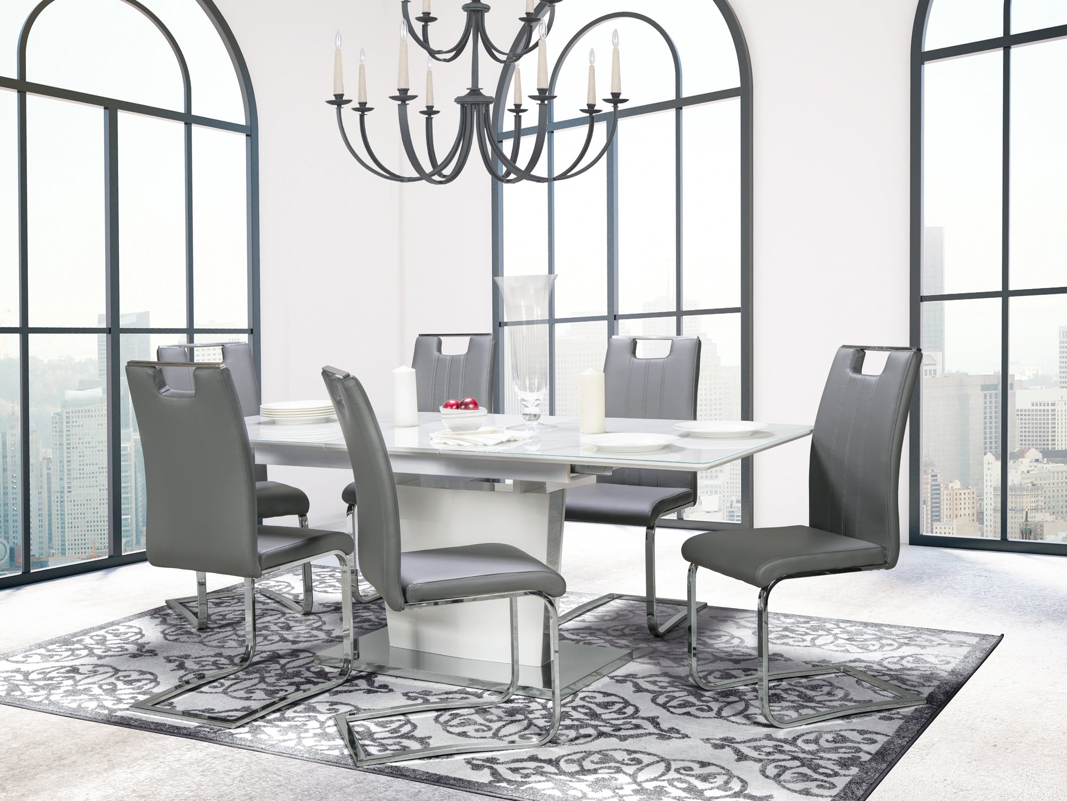 Cynthia Dining Set With Zane Grey Chairs 6846/738S4