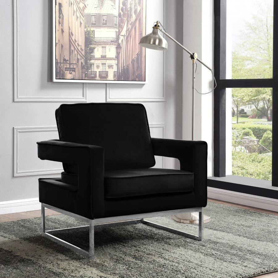 Black Velvet Accent Chair IF 6851