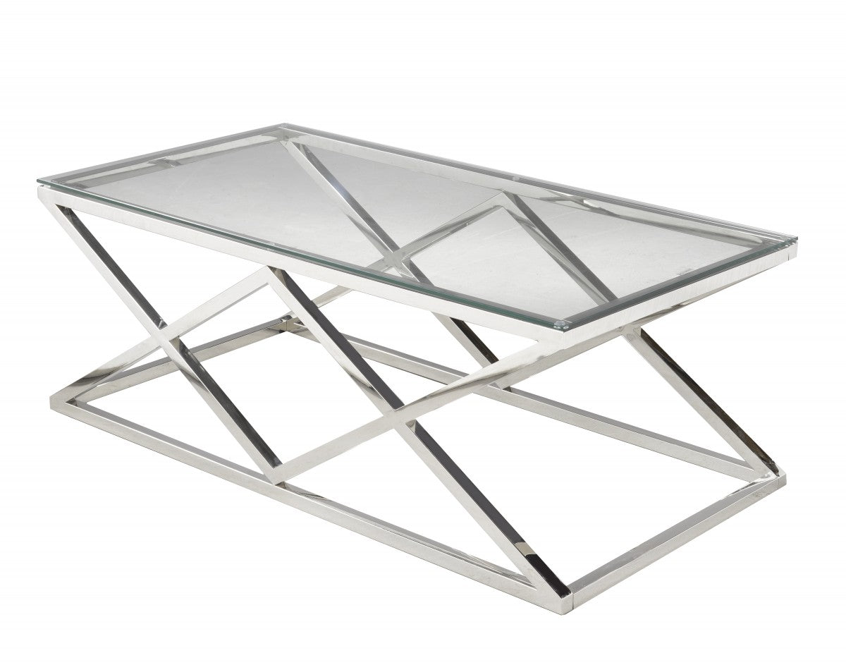 Unique Glass Coffee Table Chrome STC-007-A