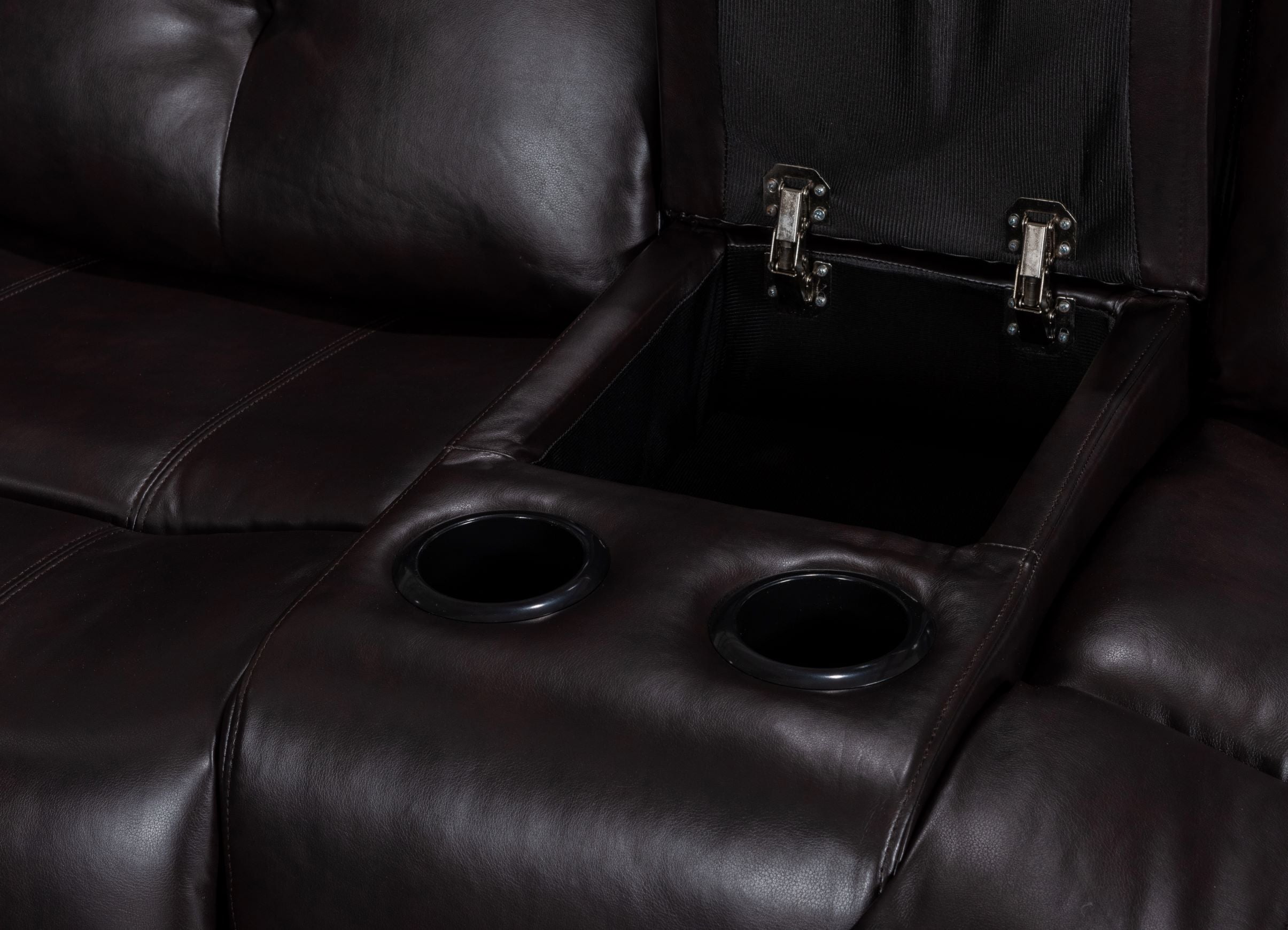 Marcel Manual Recliner Sectional Sofa Dark Brown Gel Leather 73010