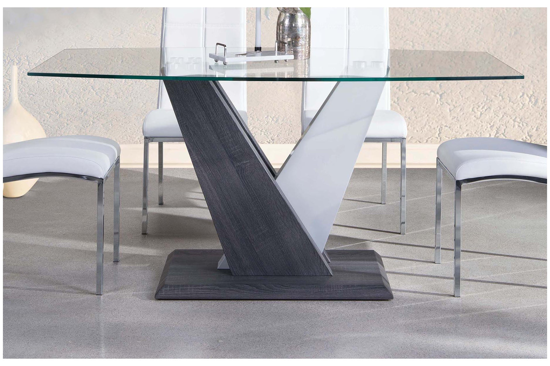 Baxter Glass Dining Table With Black Chairs 7383-63/738S3