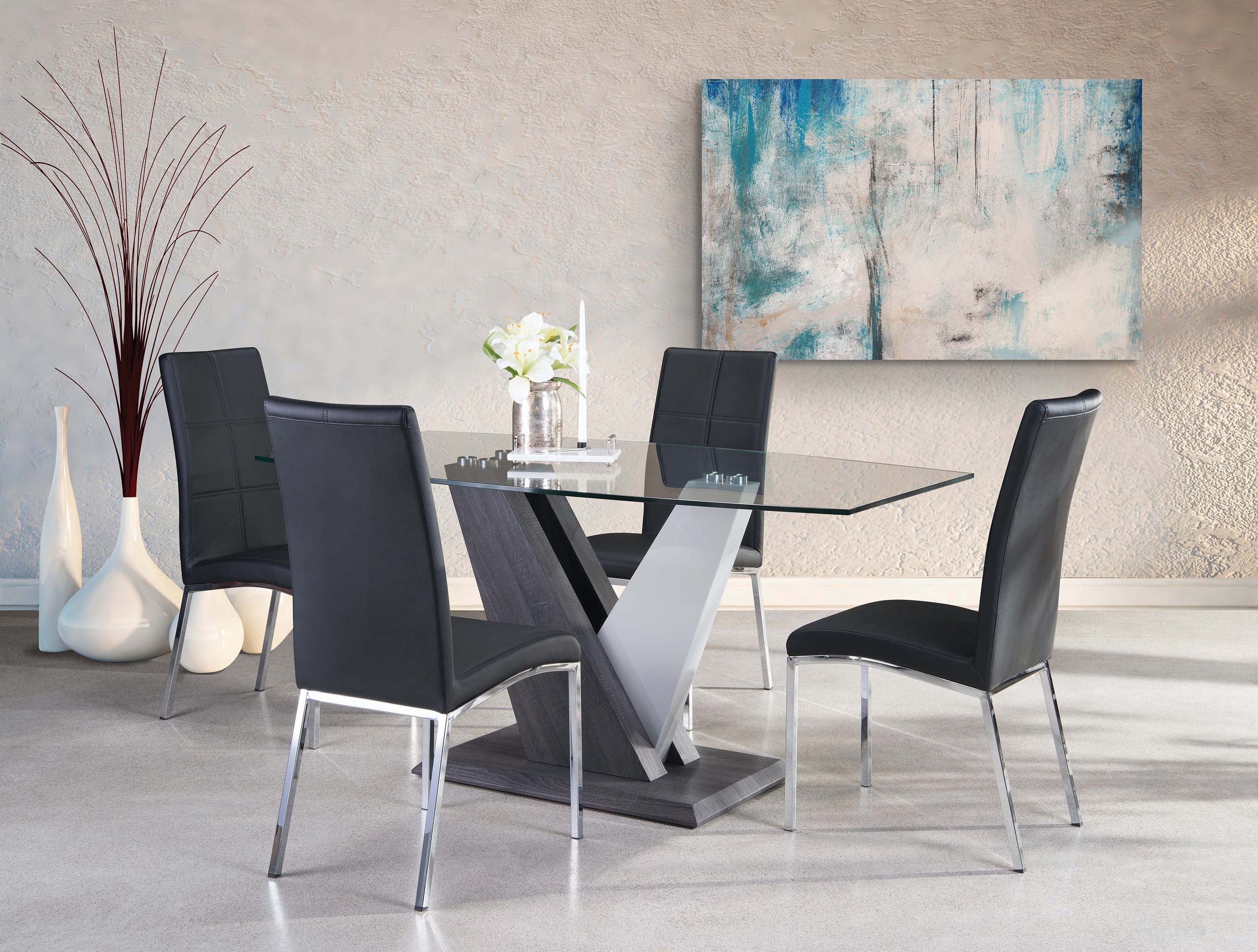 Baxter Glass Dining Table With Black Chairs 7383-63/738S3