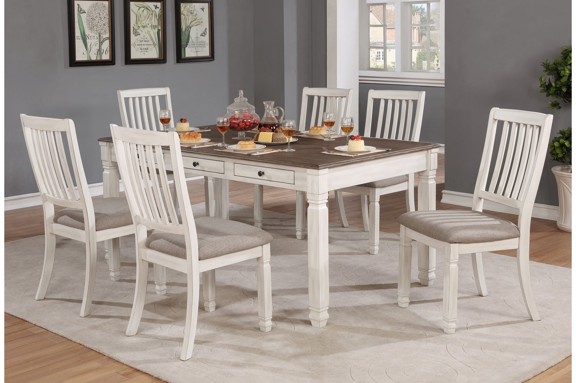 Nesbitt Wooden Dining Table With 6 Chairs 7412 W-66