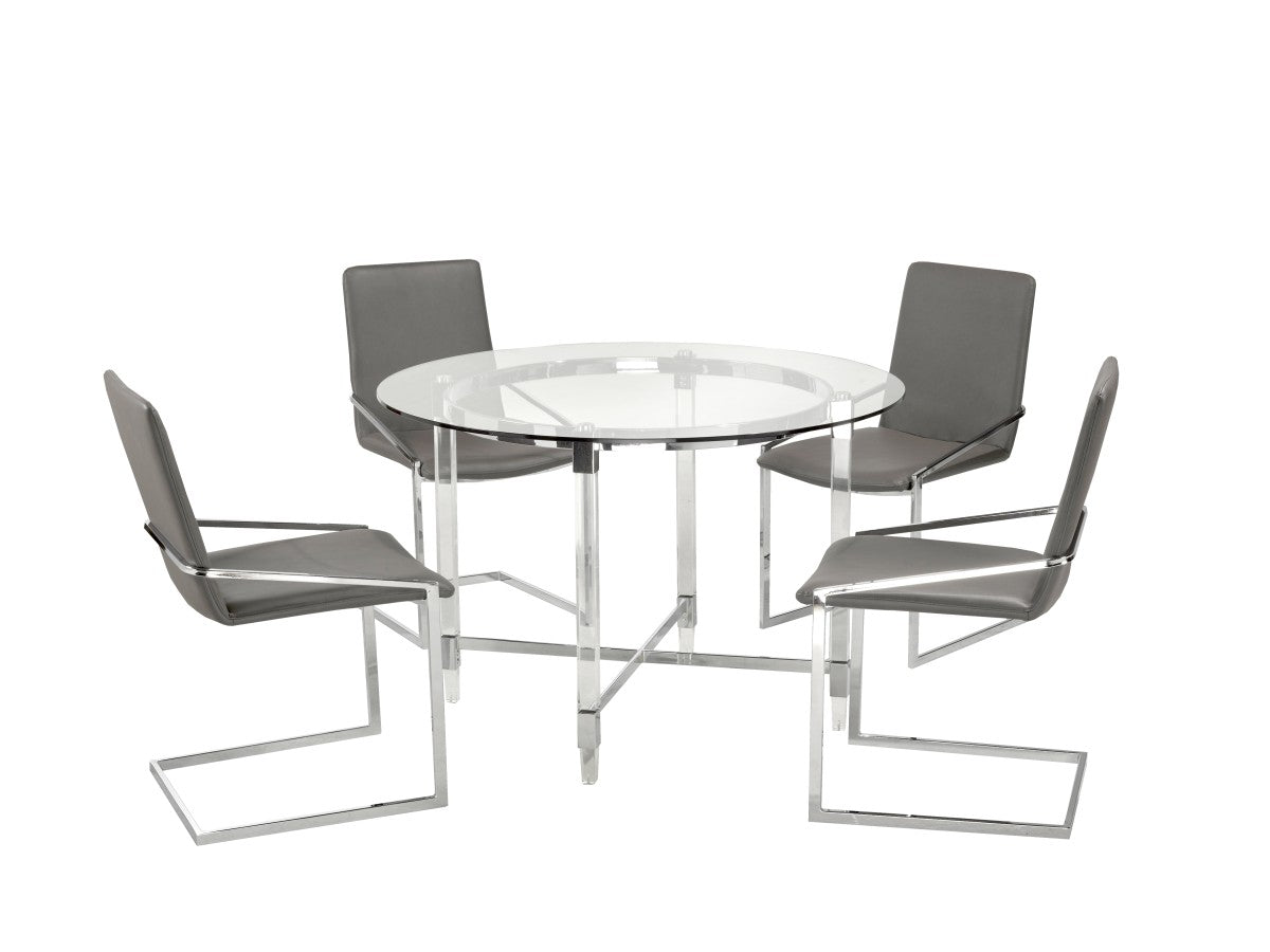 Round Dining Table With 4 Grey Chairs 61534