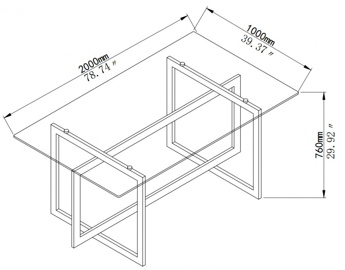Contemporary Styling Rectangular Glass Dining Table F-987