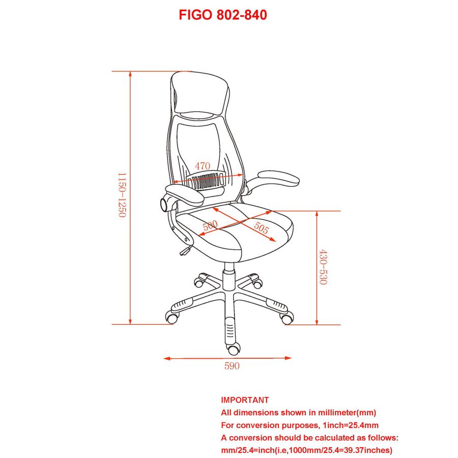 Figo Office Chair in Grey and Black 802-840BK