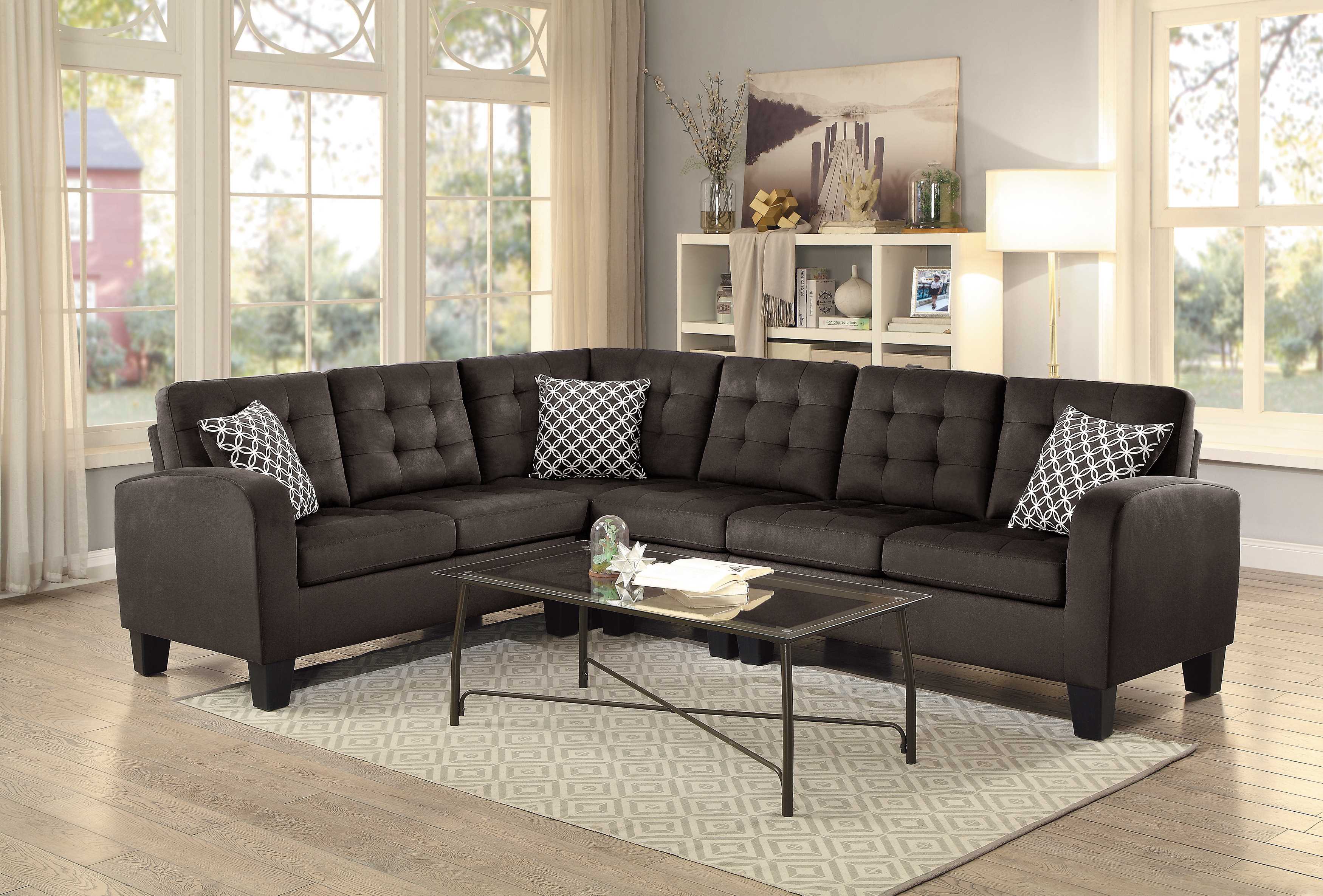 Sinclair Reversible Sectional Sofa Chocolate 8202