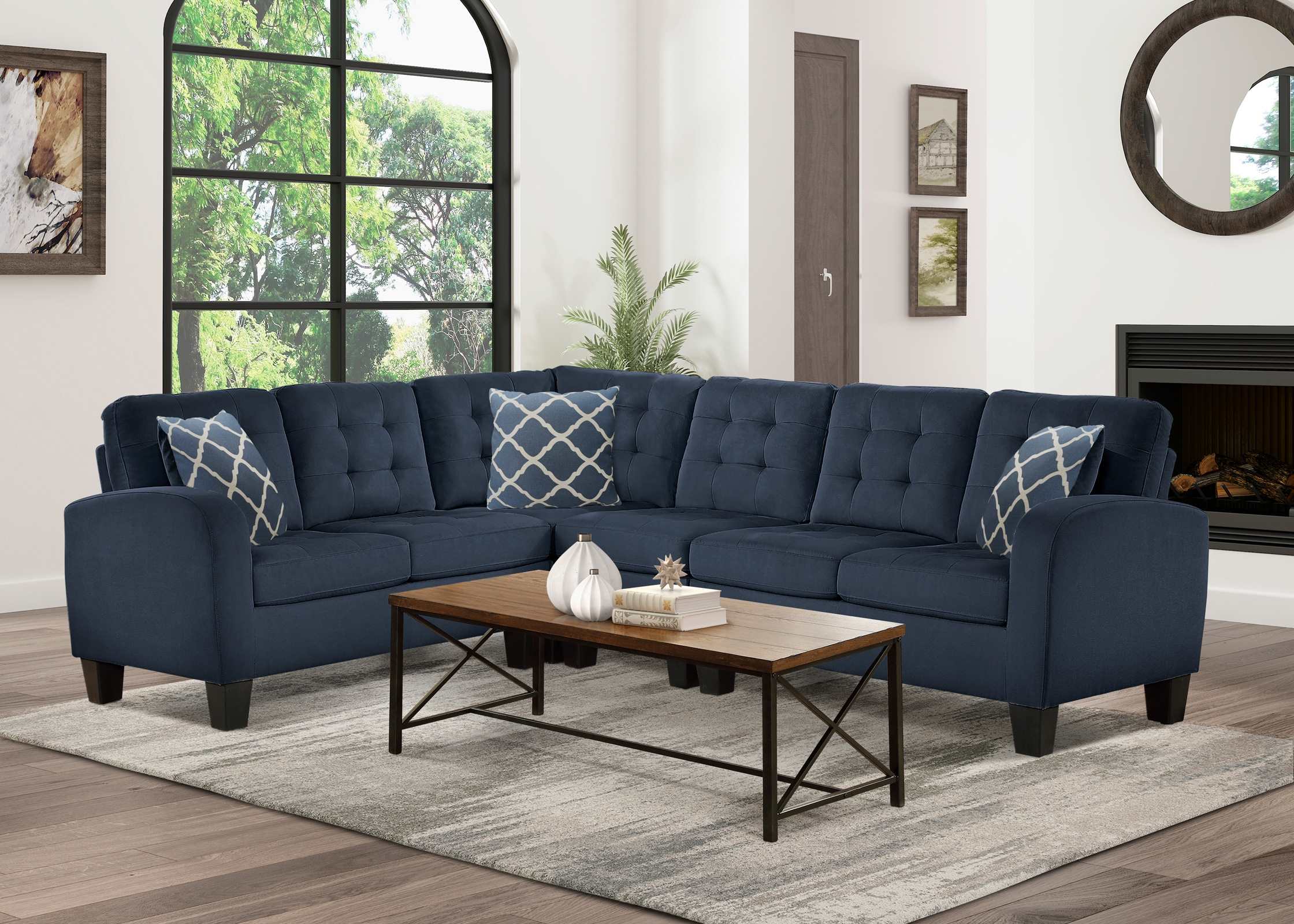 Sinclair Reversible Sectional Sofa Blue 8202