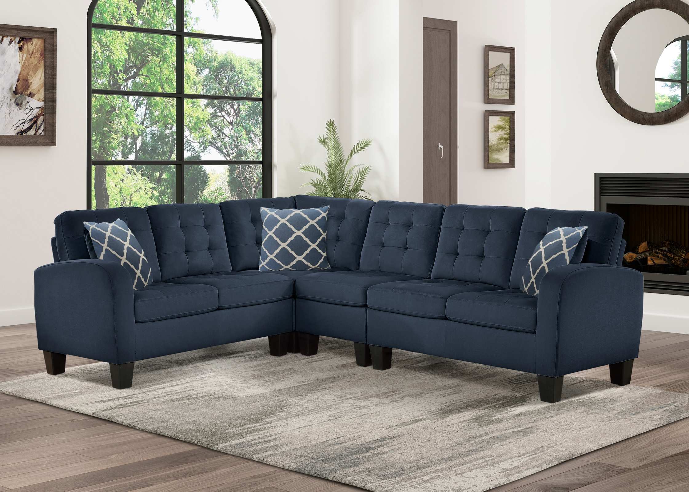 Sinclair Reversible Sectional Sofa Blue 8202