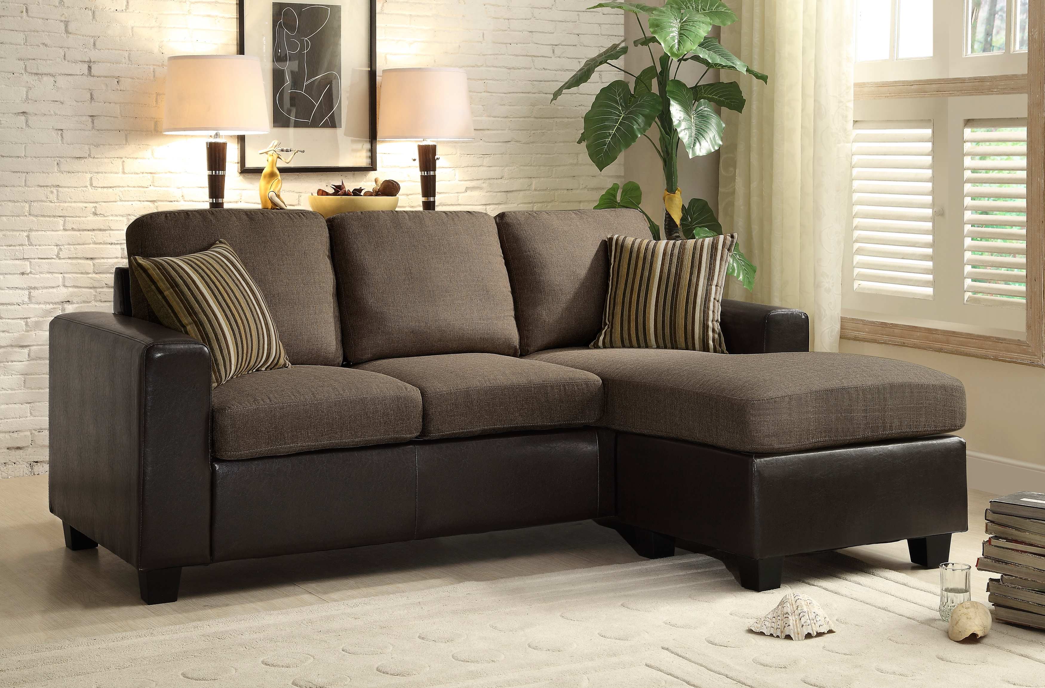 Slater Reversible Sectional Sofa Brown 8401