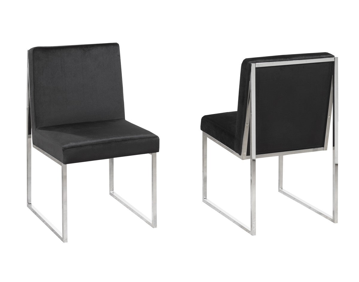 Black Fabric Dining Chair with Chrome Legs Set Of 2 3656-CF BLK