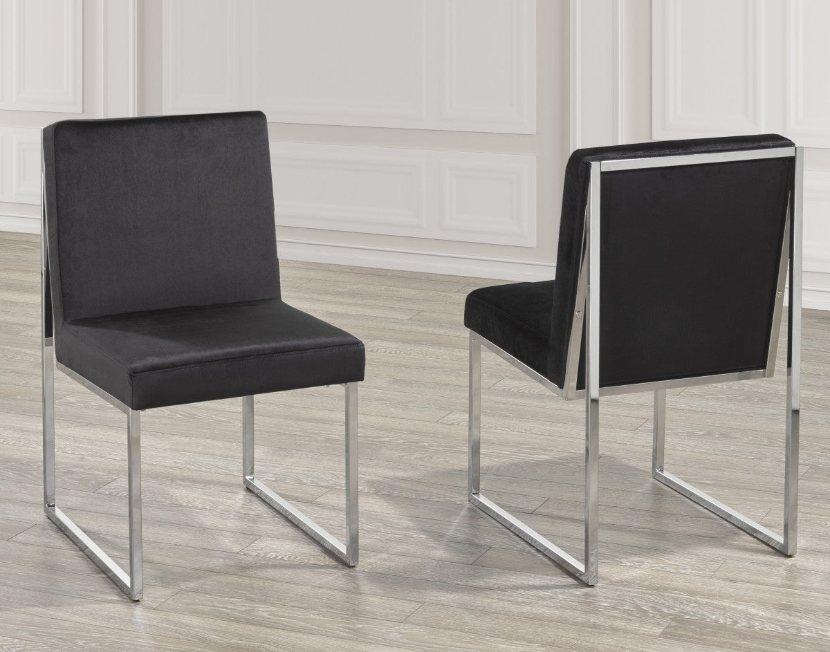 Black Fabric Dining Chair with Chrome Legs Set Of 2 3656-CF BLK