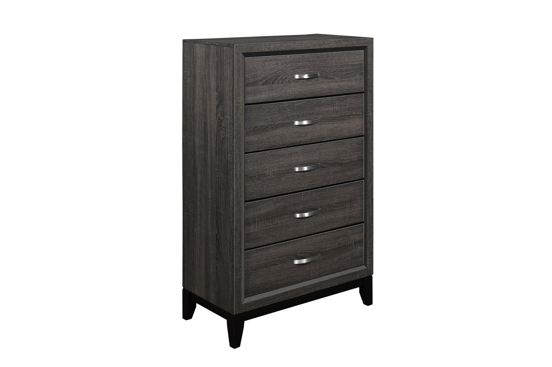 Davi Grey Wooden 5 Drawer Chest 1645