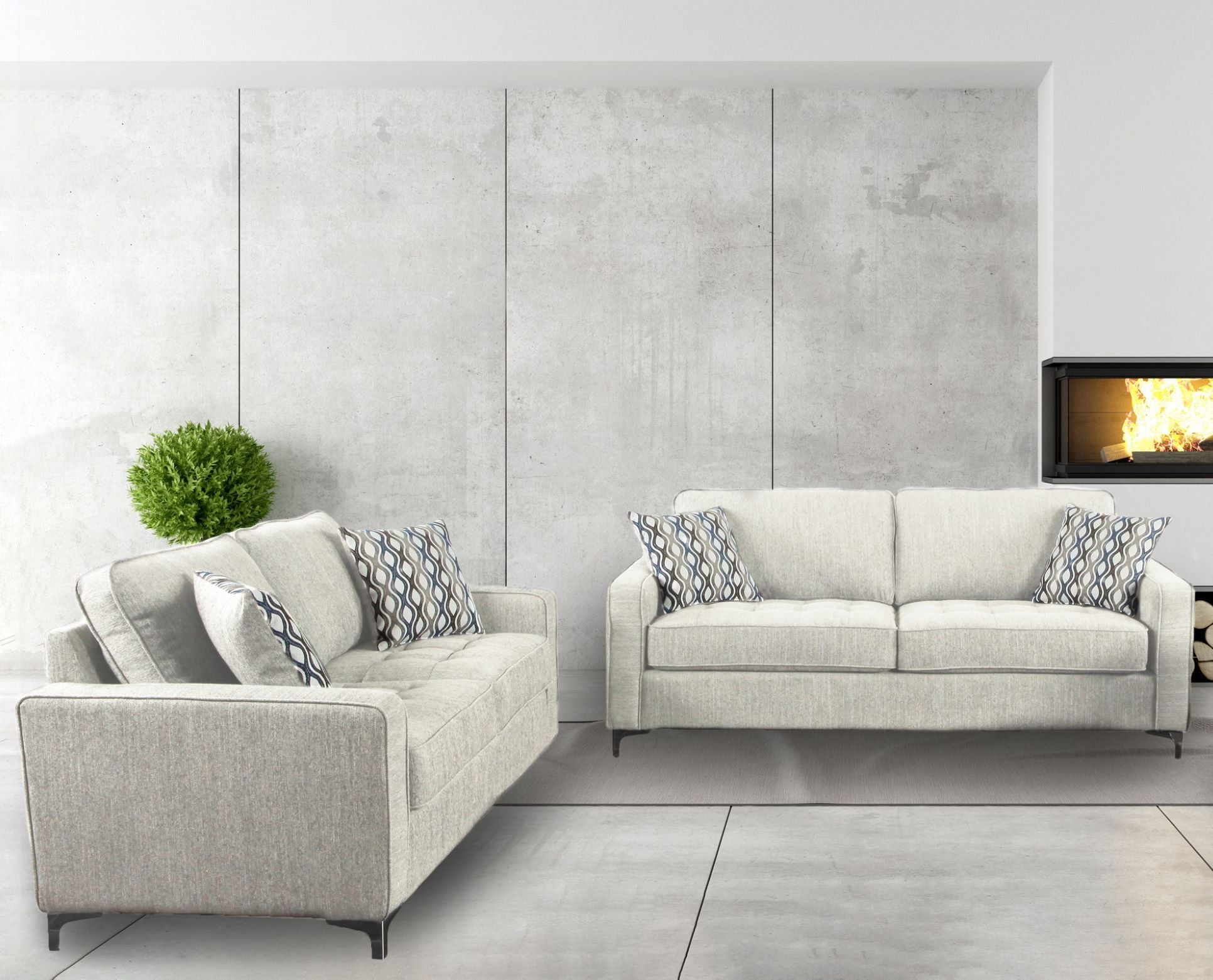 Hudson Sofa Set Platinum Grey 9049PLT
