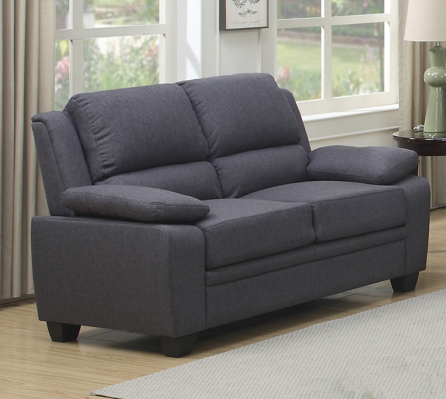 Grey Fabric Loveseat
