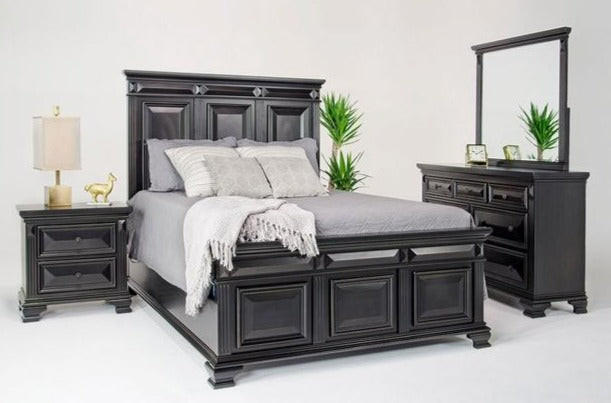 Calloway Panel Bedroom Set in Antique Black - 6 PCS