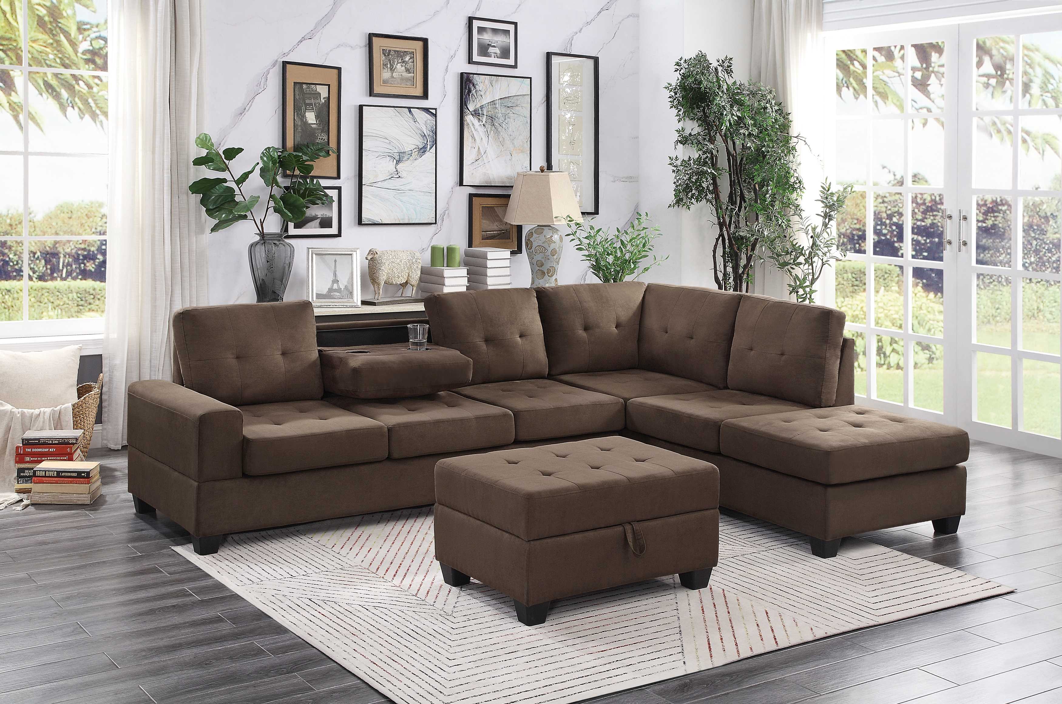Maston Reversible Sectional Sofa Collection Chocolate 9507