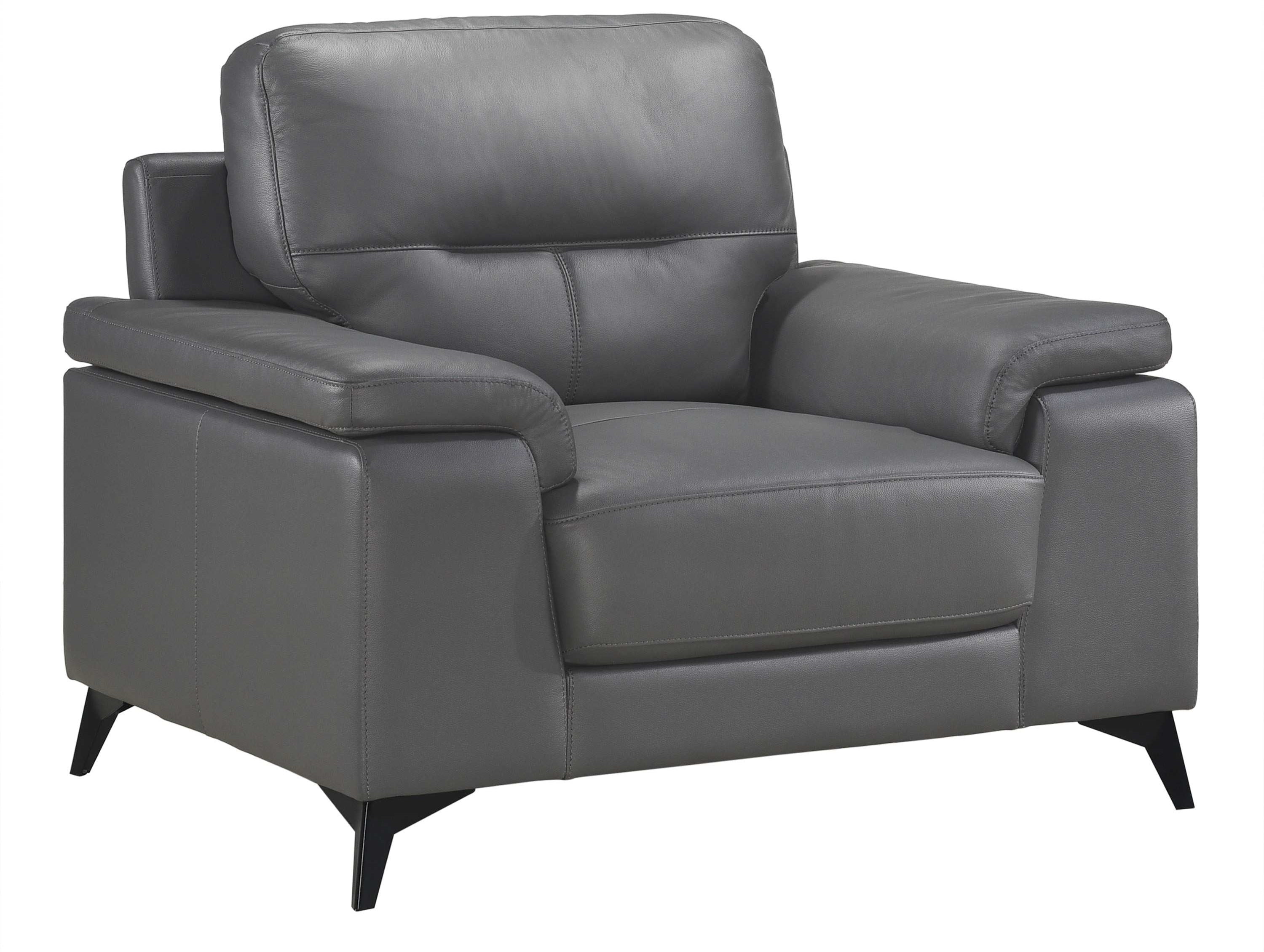 Mischa Top Grain Leather Chair Dark Grey 9514