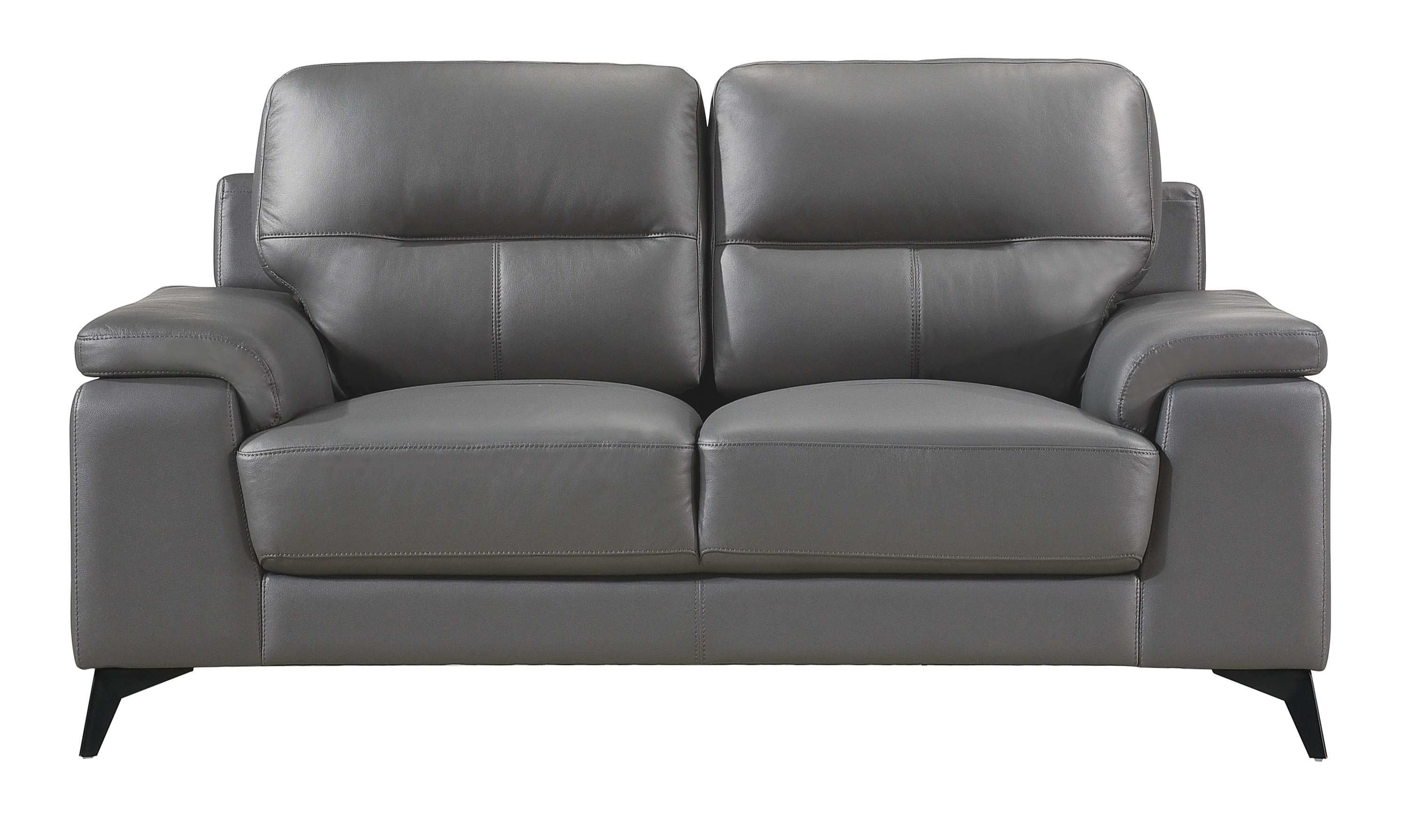 Mischa Top Grain Leather Loveseat Dark Grey 9514
