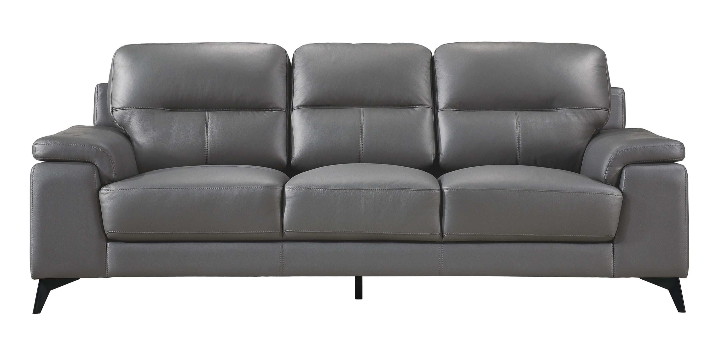 Mischa Top Grain Leather 3PC Sofa Set Dark Grey 9514