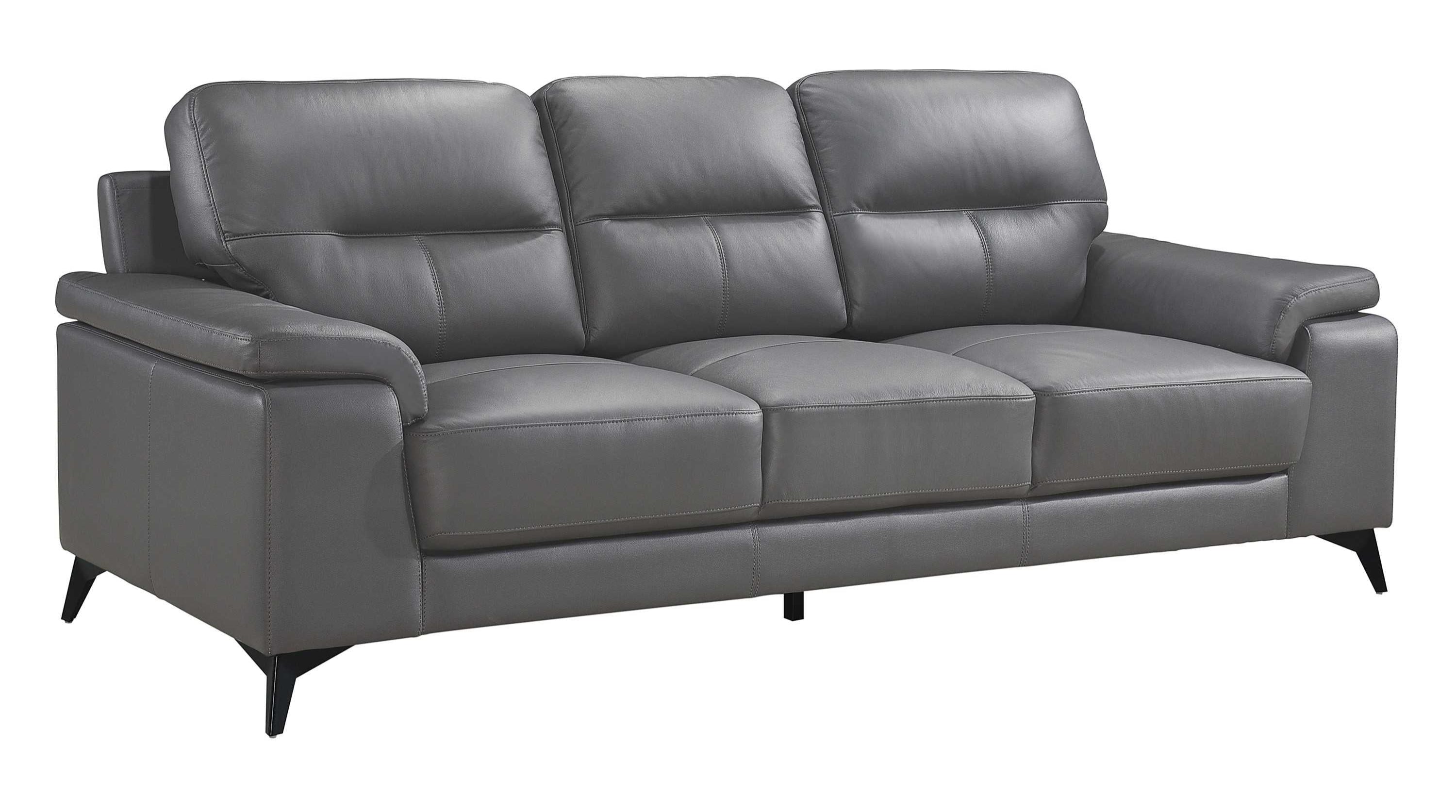 Mischa Top Grain Leather Sofa Dark Grey 9514