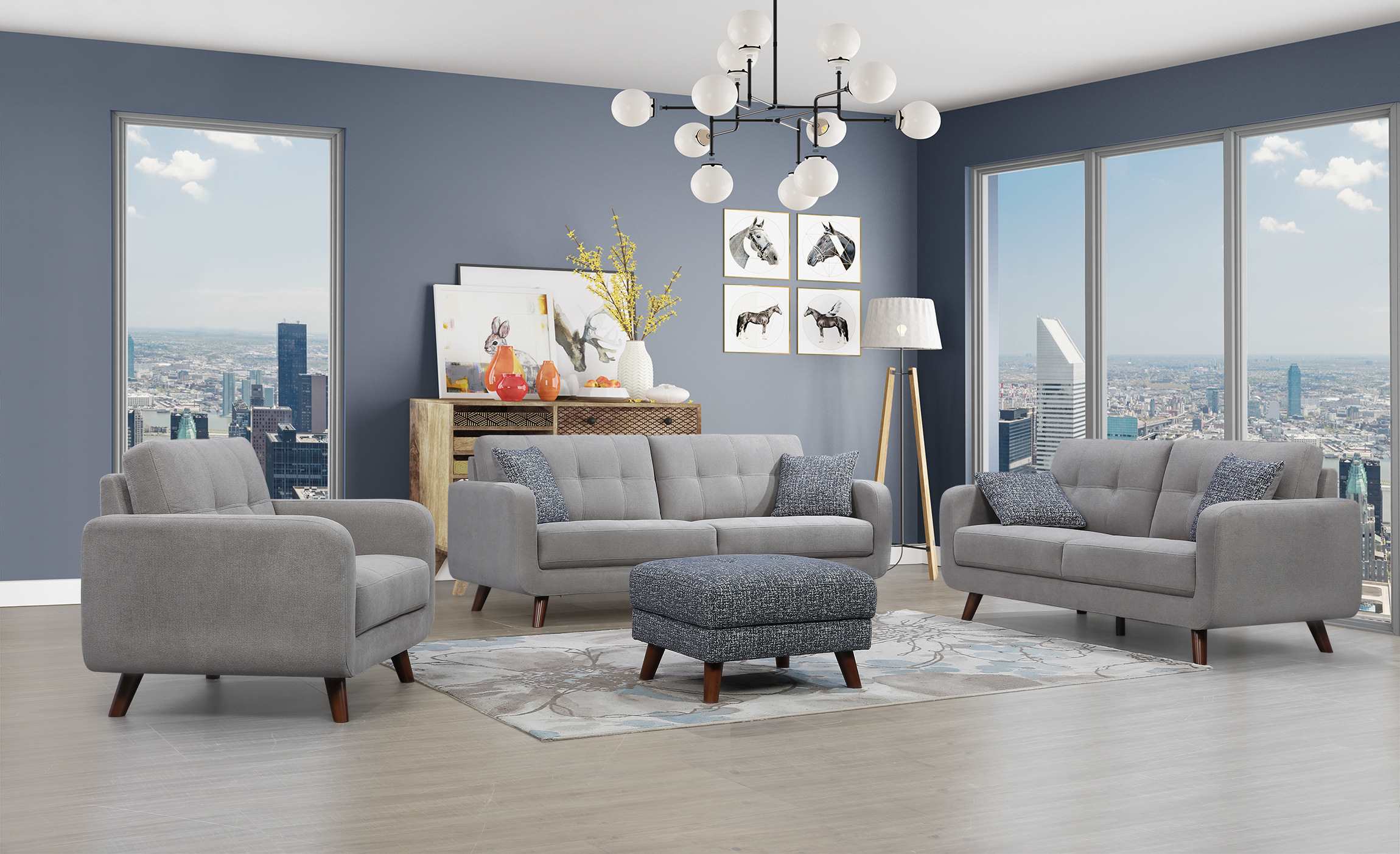 Noma Sofa Collection Cement Grey 9591