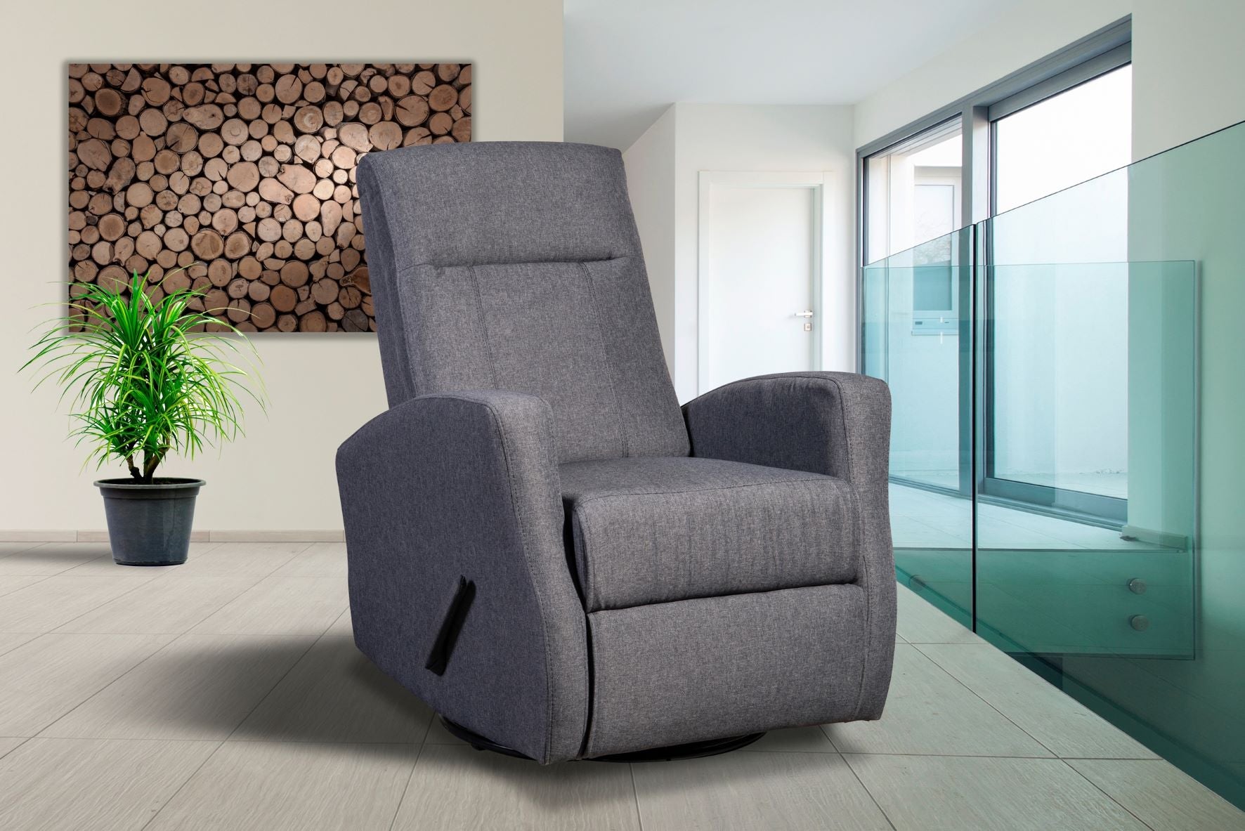 Swivel Glider Recliner Grey 9807