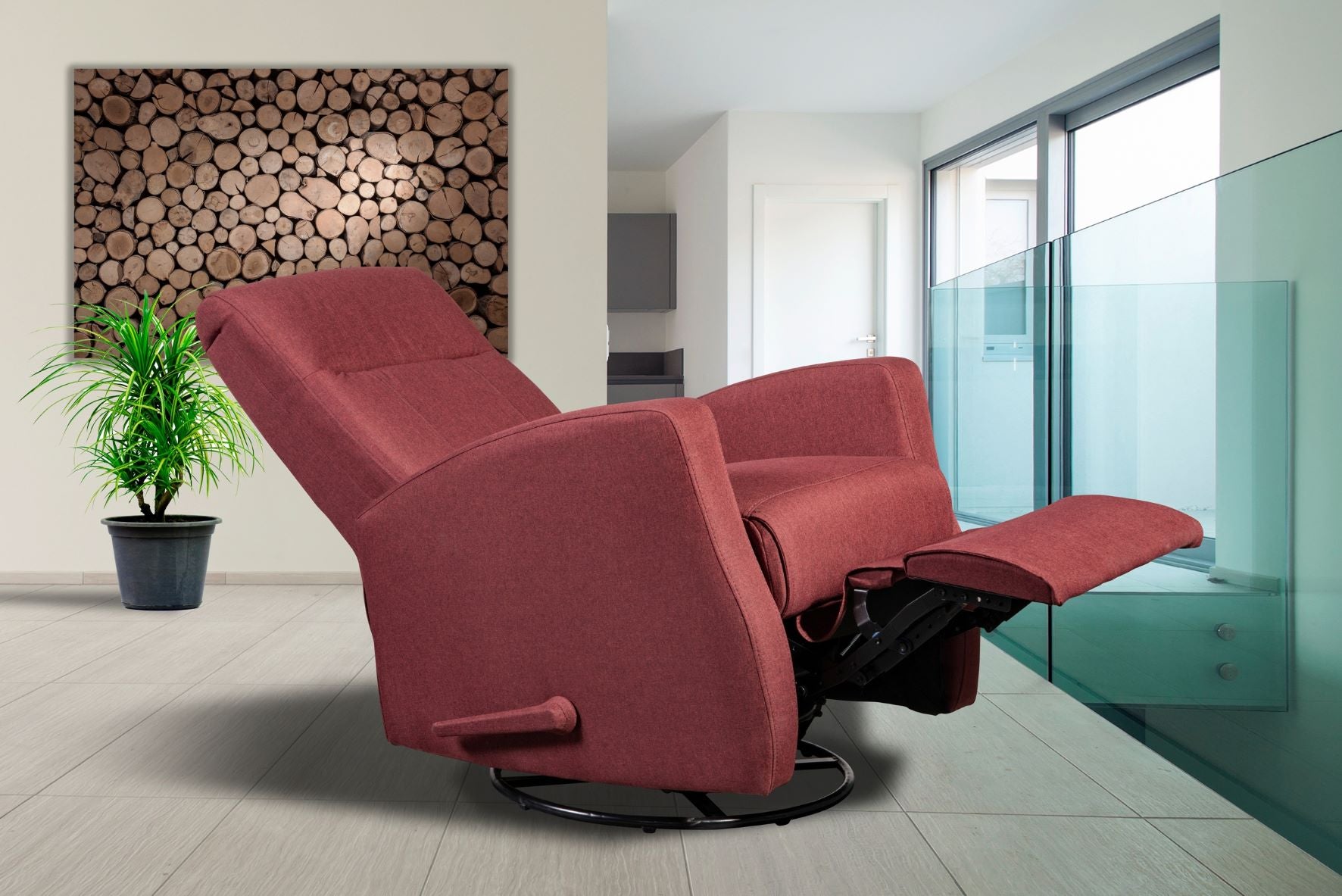 Swivel Glider Recliner Red 9807