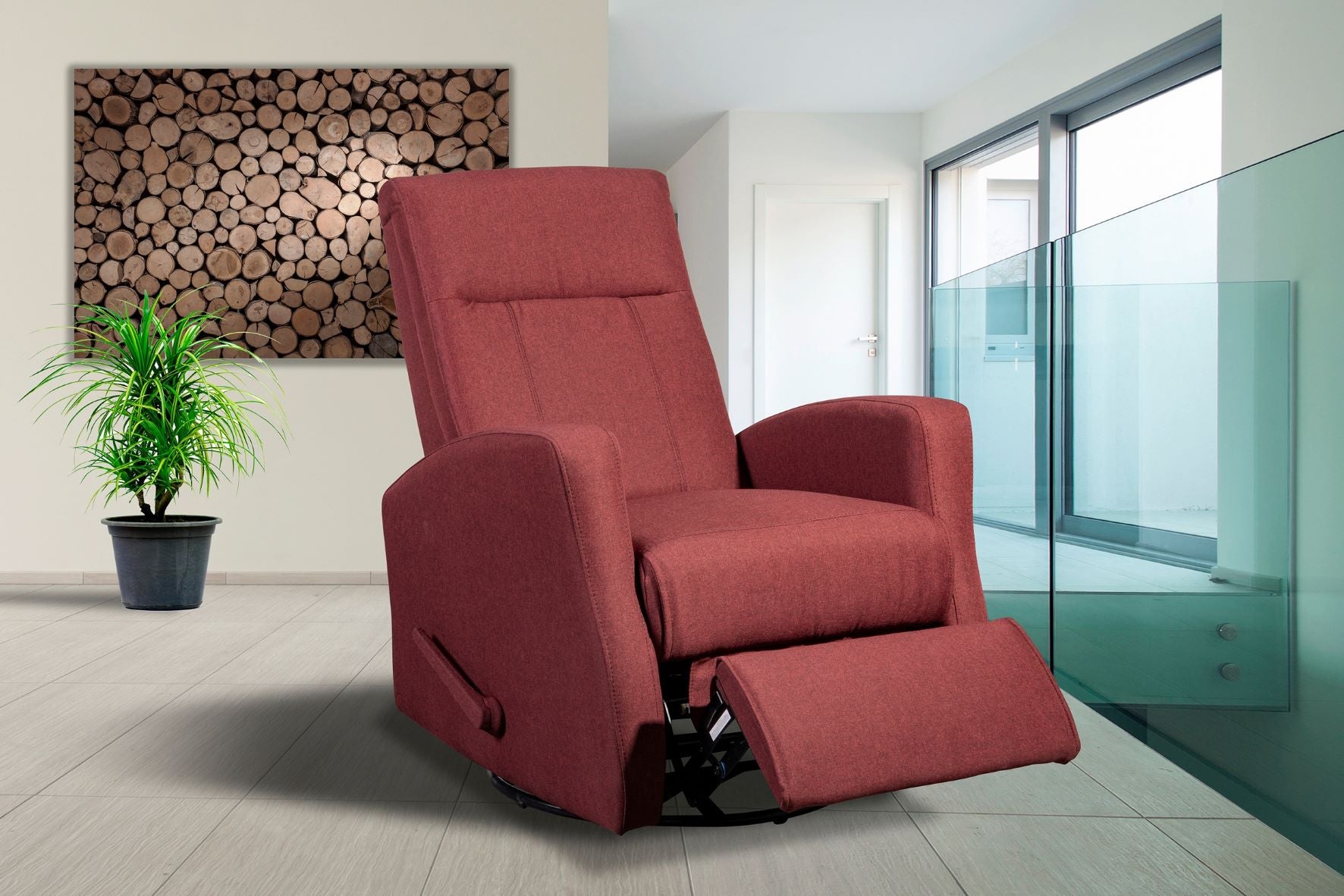 Swivel Glider Recliner Red 9807