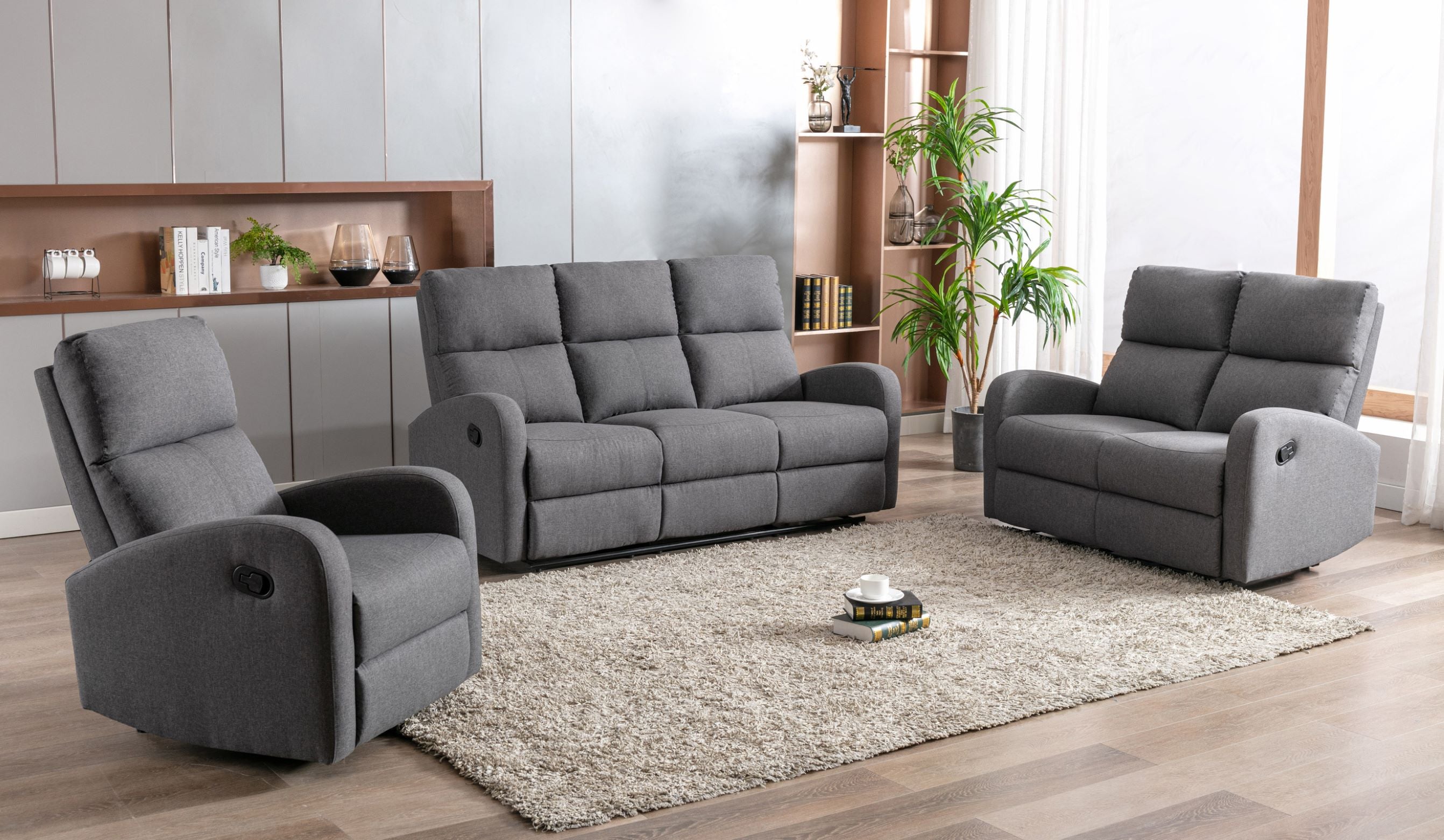 Ferdinand Grey Fabric Rocker Recliner Chair 99064