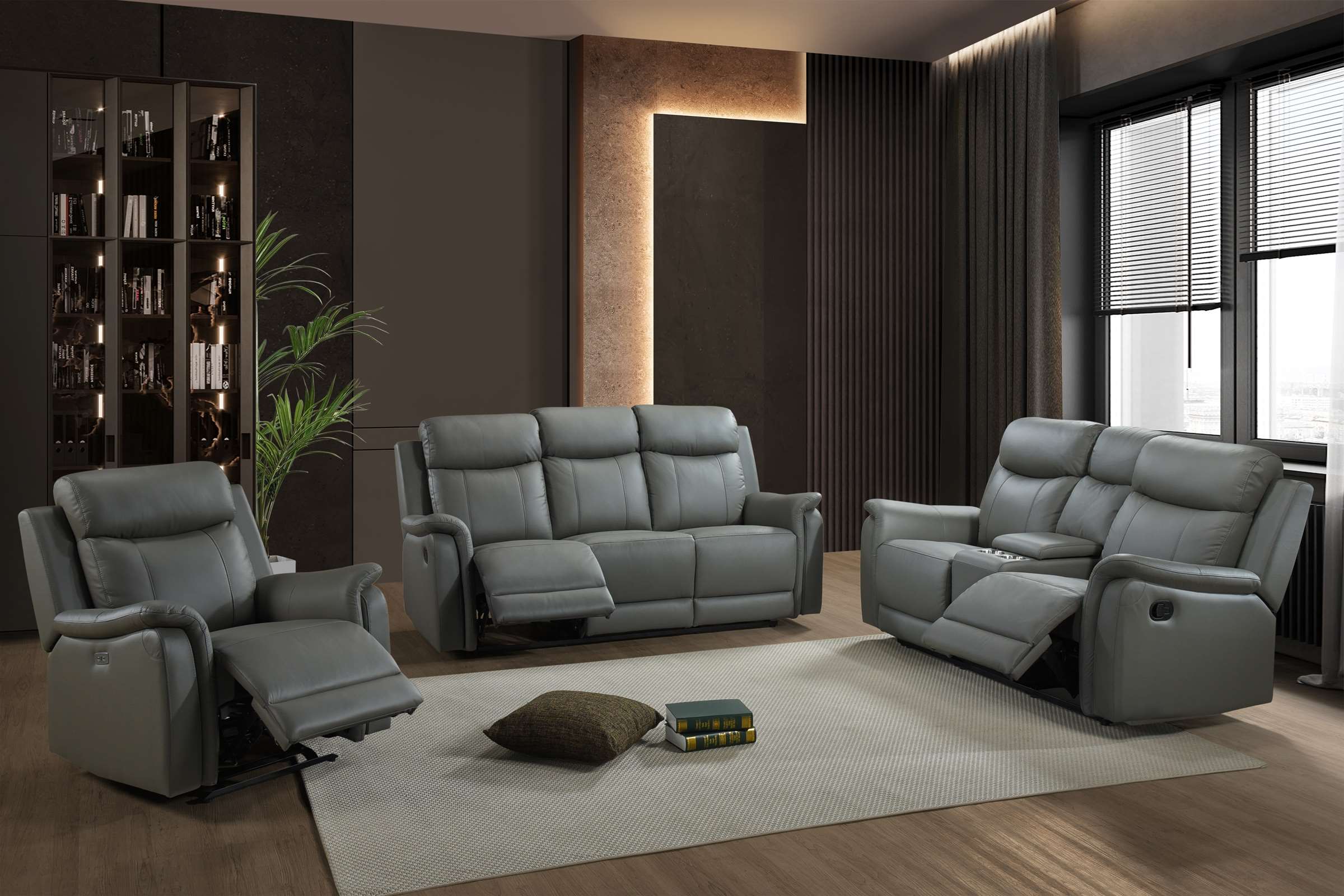 Cyrus Top Grain Leather Reclining Sofa Collection Grey 99840