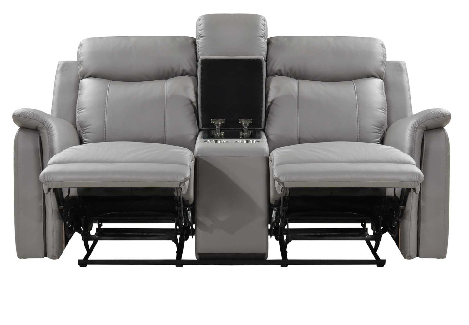 Cyrus Top Grain Leather Reclining Loveseat Light Grey 99840