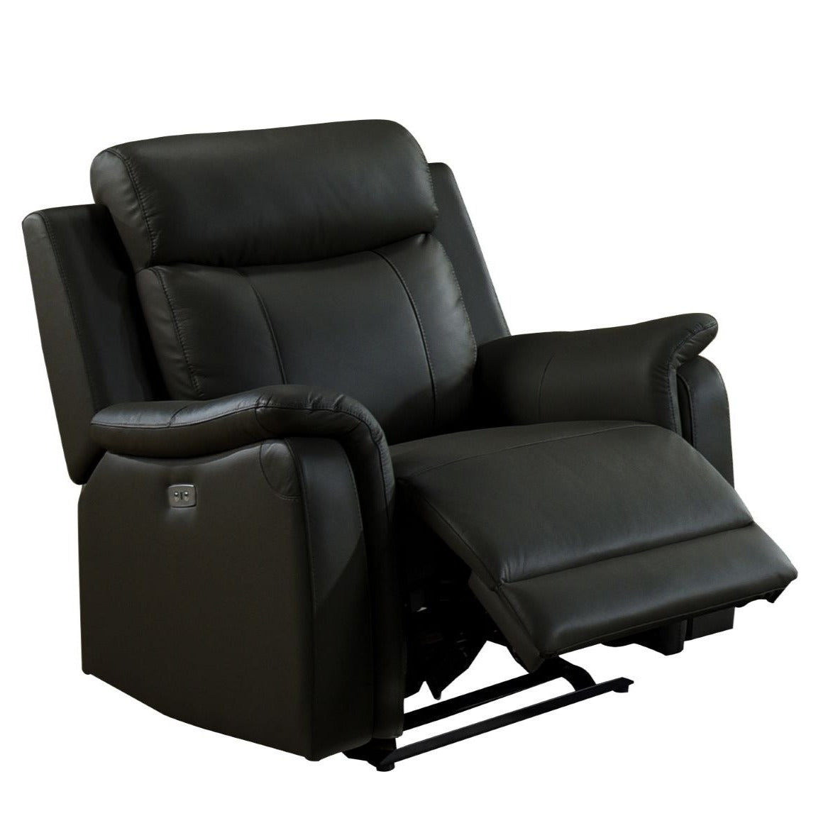 Cyrus Top Grain Leather Power Glider Recliner Chair Black 99840