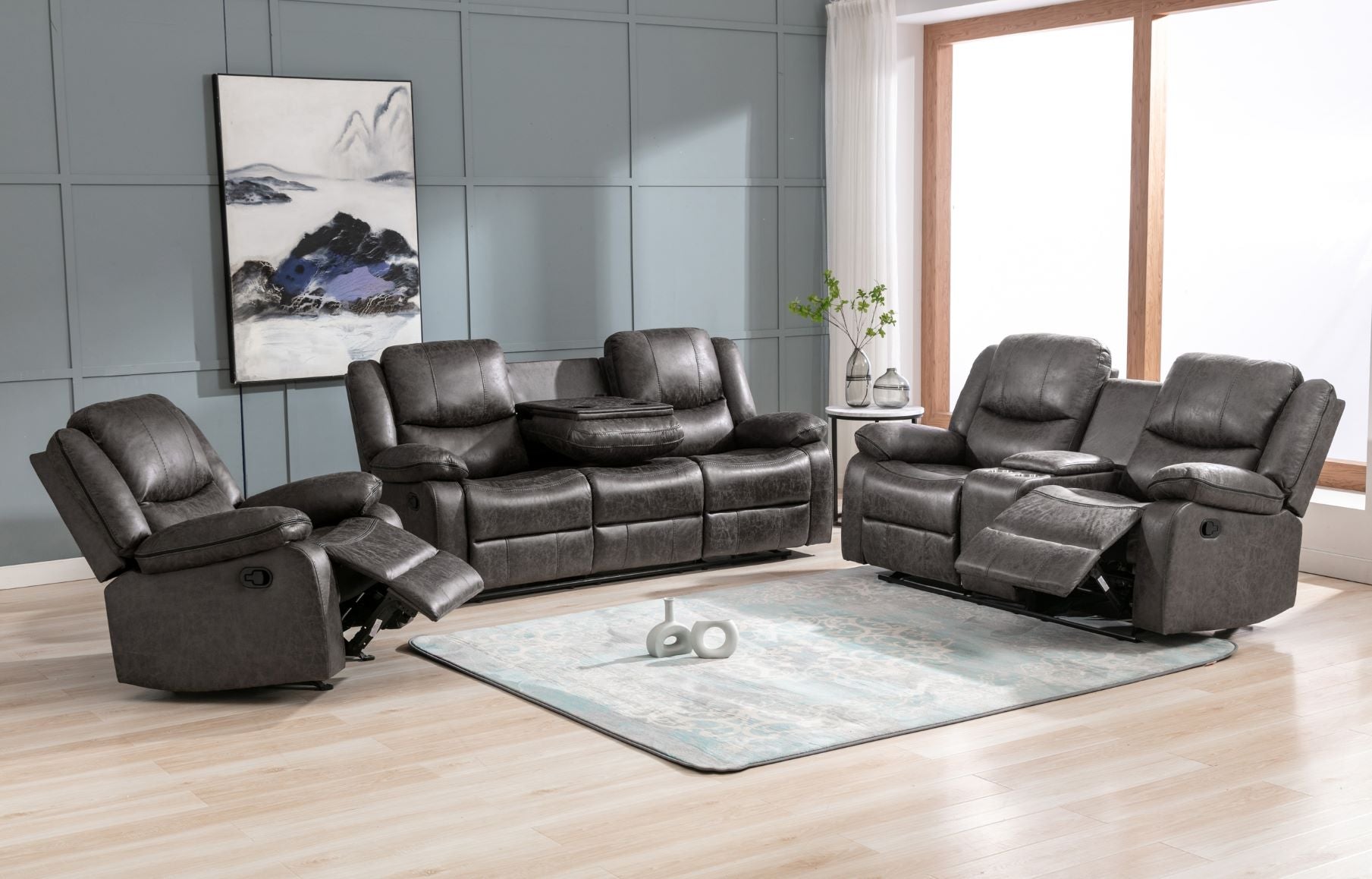 Everett reclining sofa collection 99849GRY