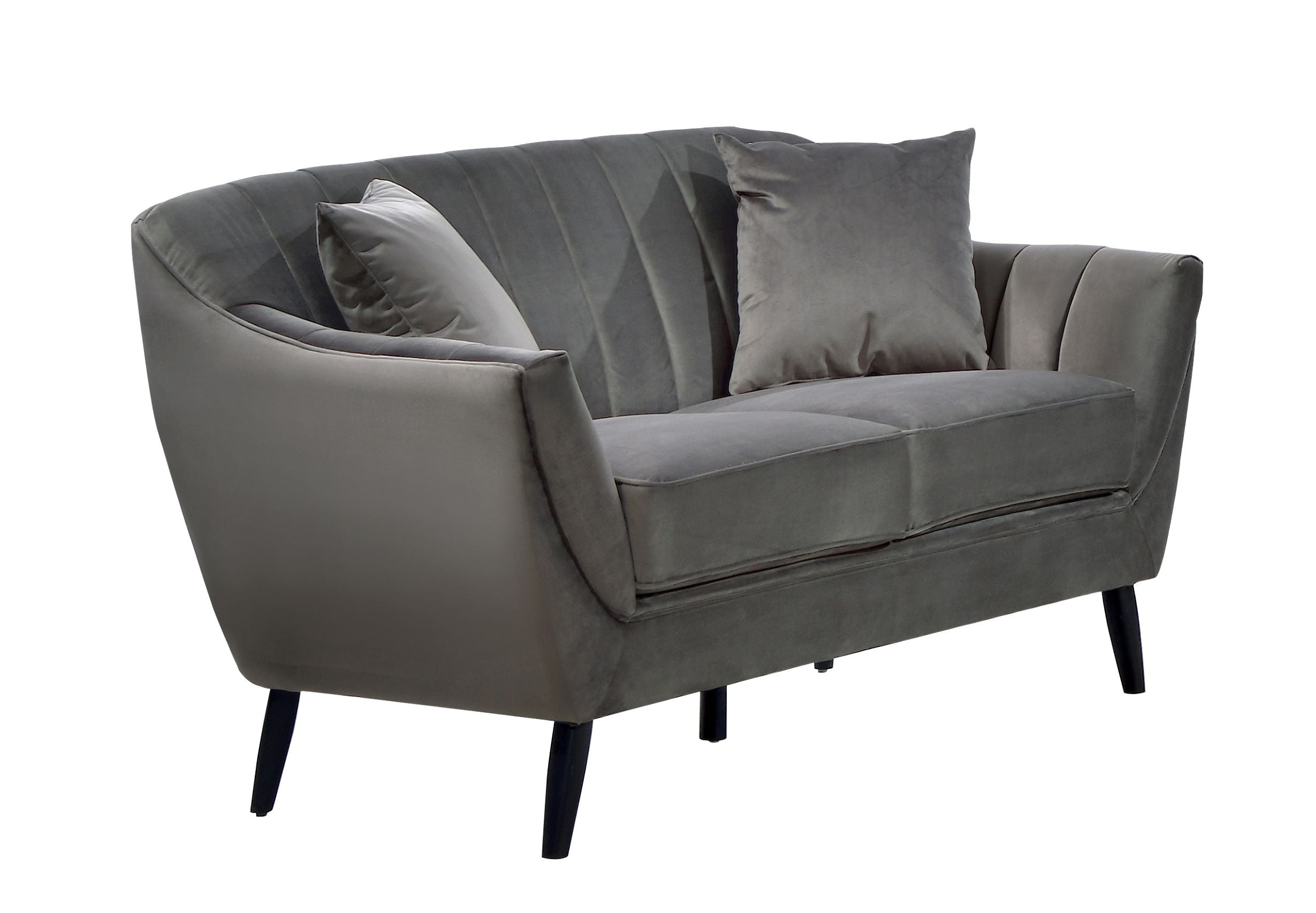 Odette Grey Velvet Loveseat with Black Legs 99880