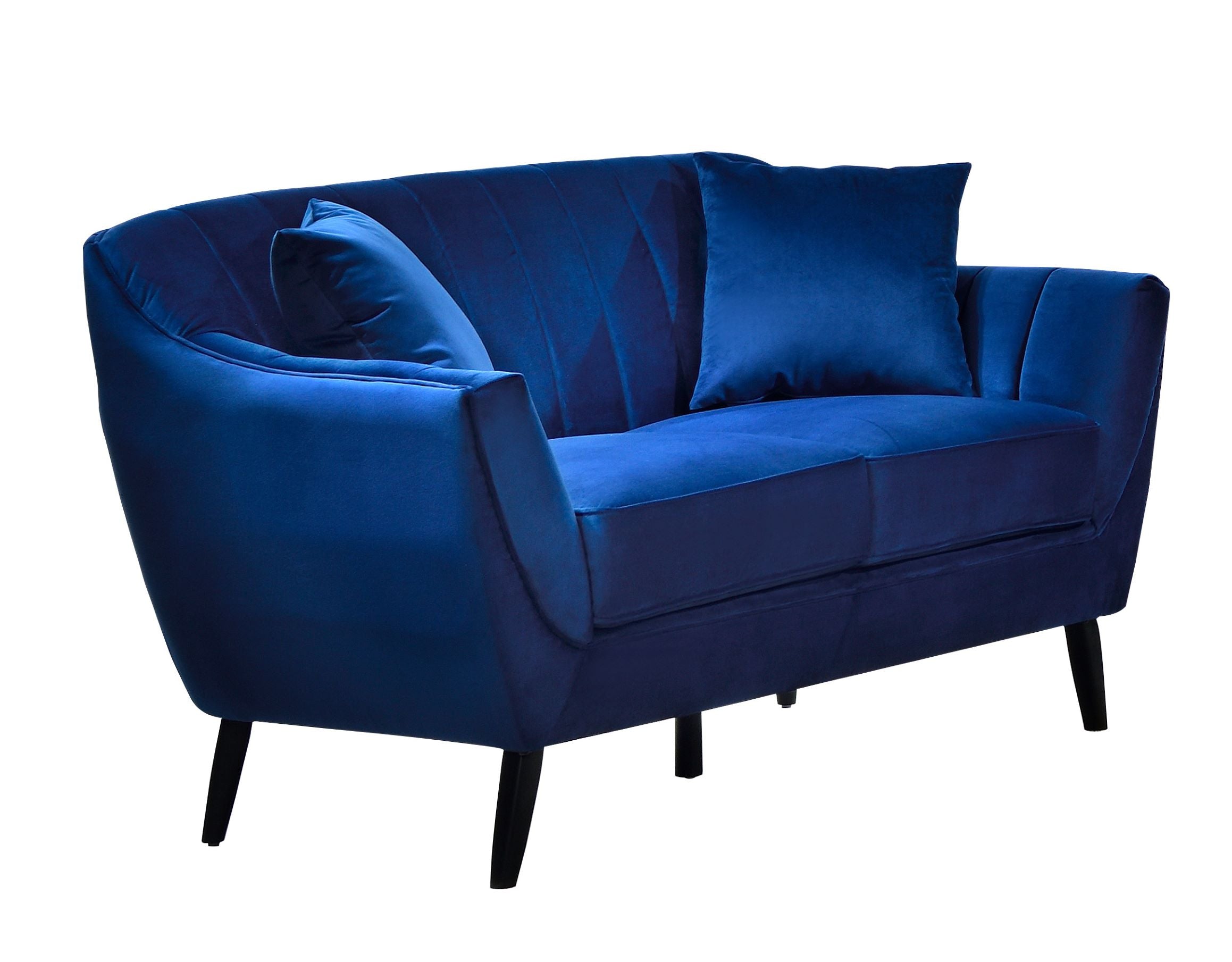 Odette Blue Velvet Loveseat with Black Legs 99880