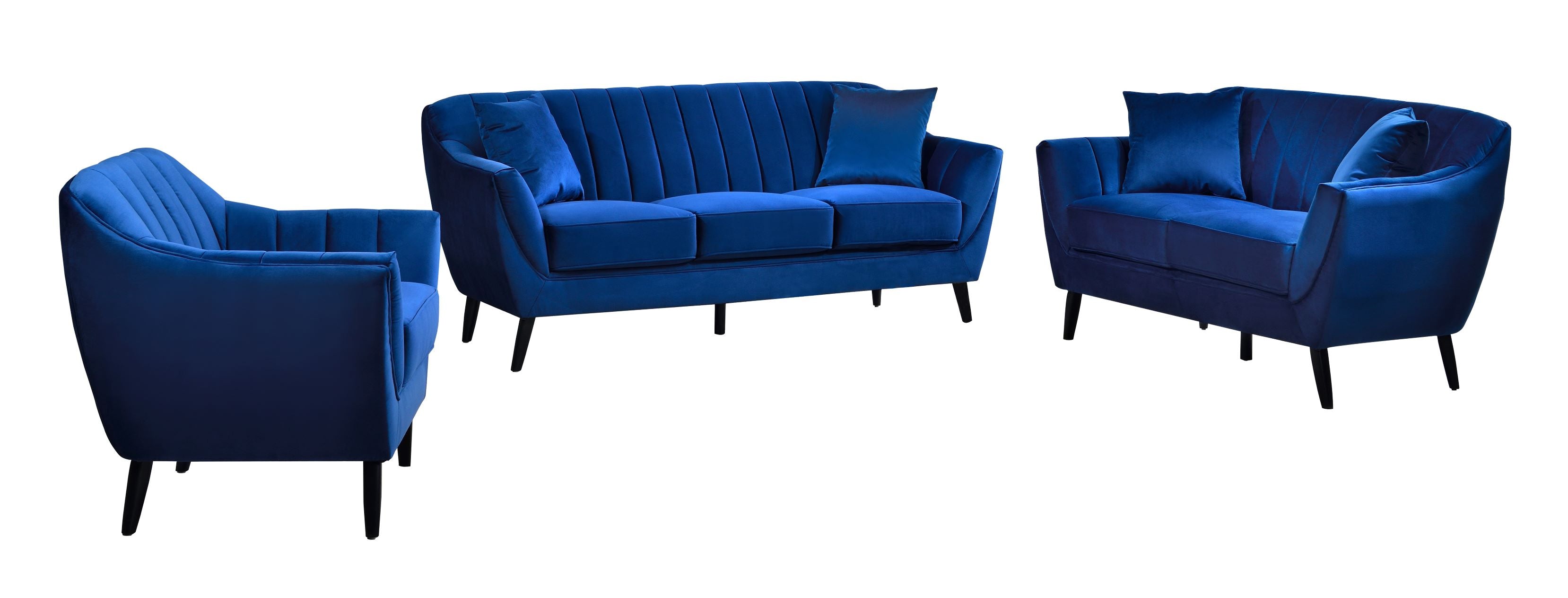 Odette Blue Velvet Sofa with Black Legs 99880