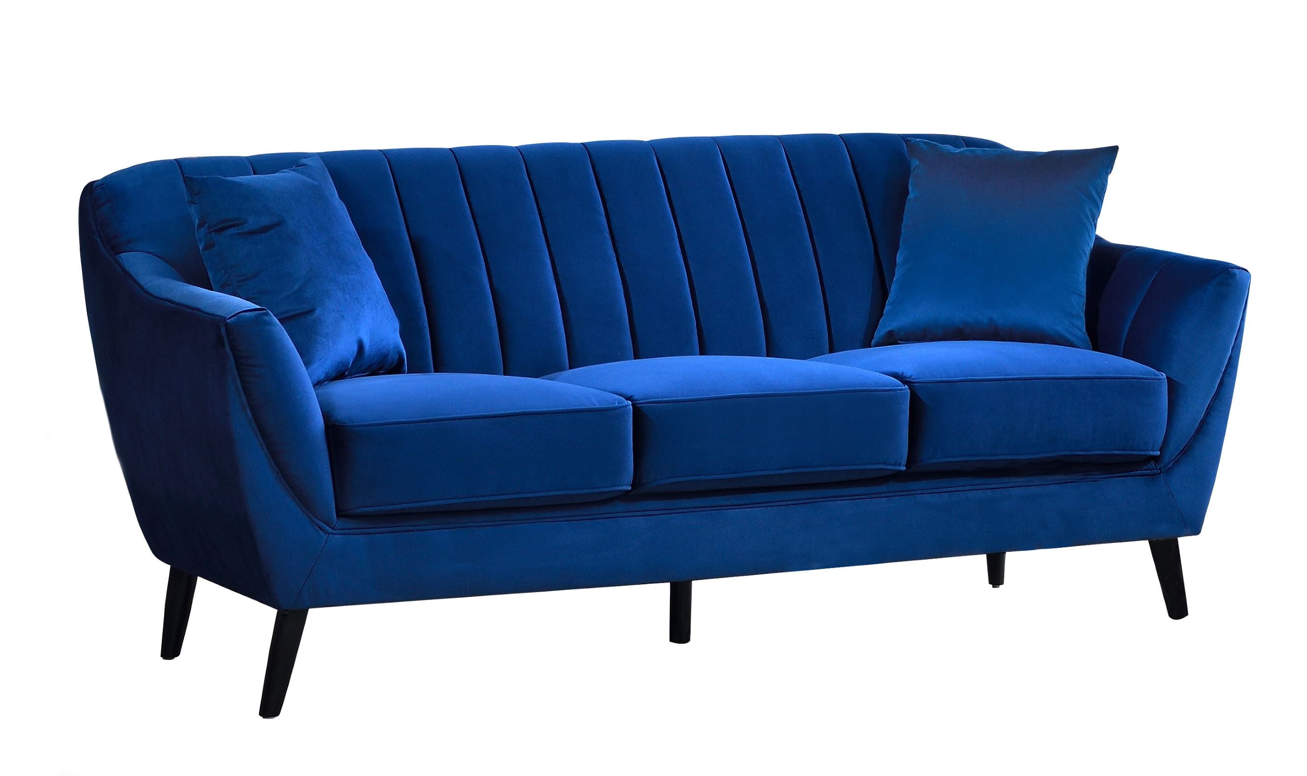 Odette Blue Velvet Sofa with Black Legs 99880