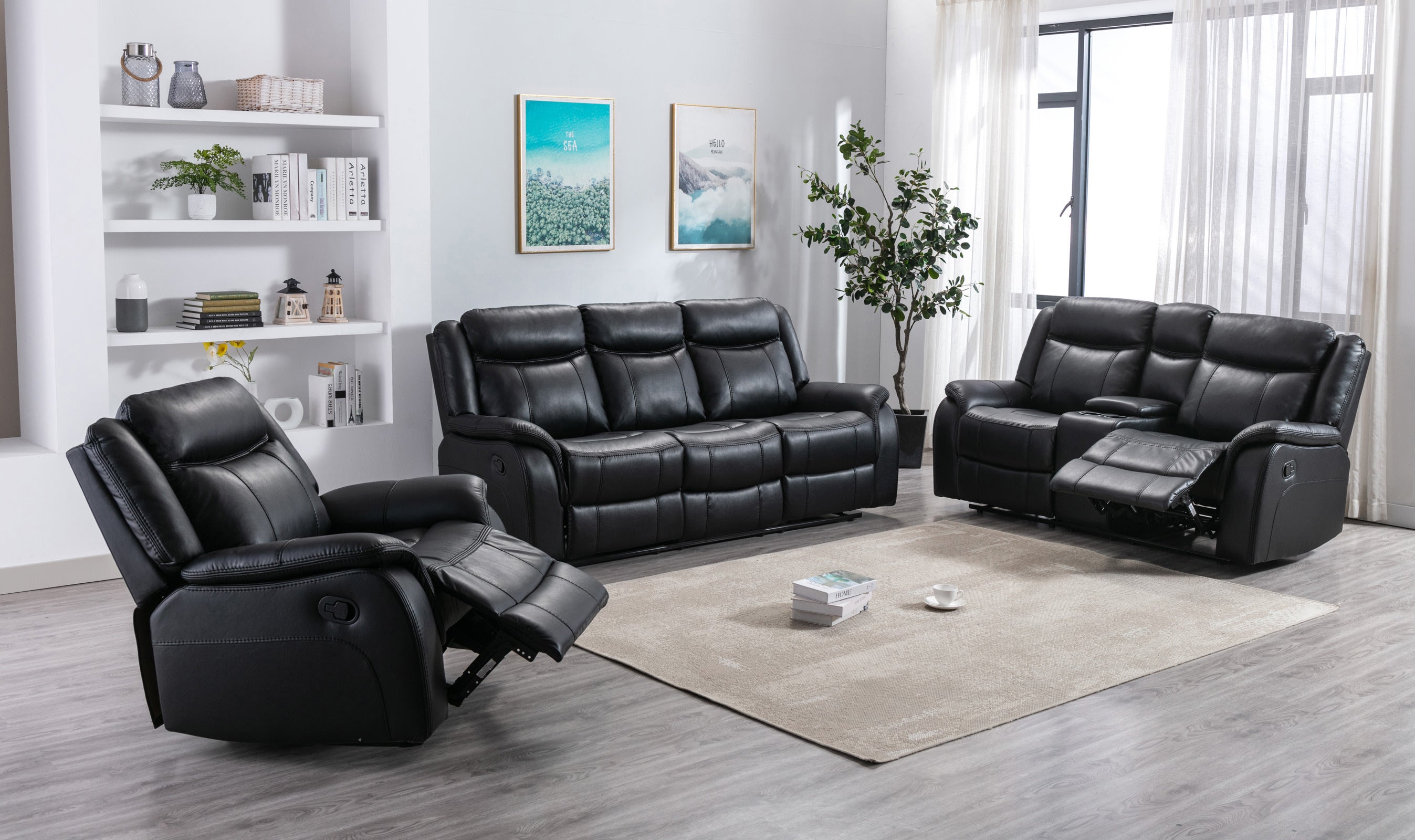 Black Recliner Sofa Set